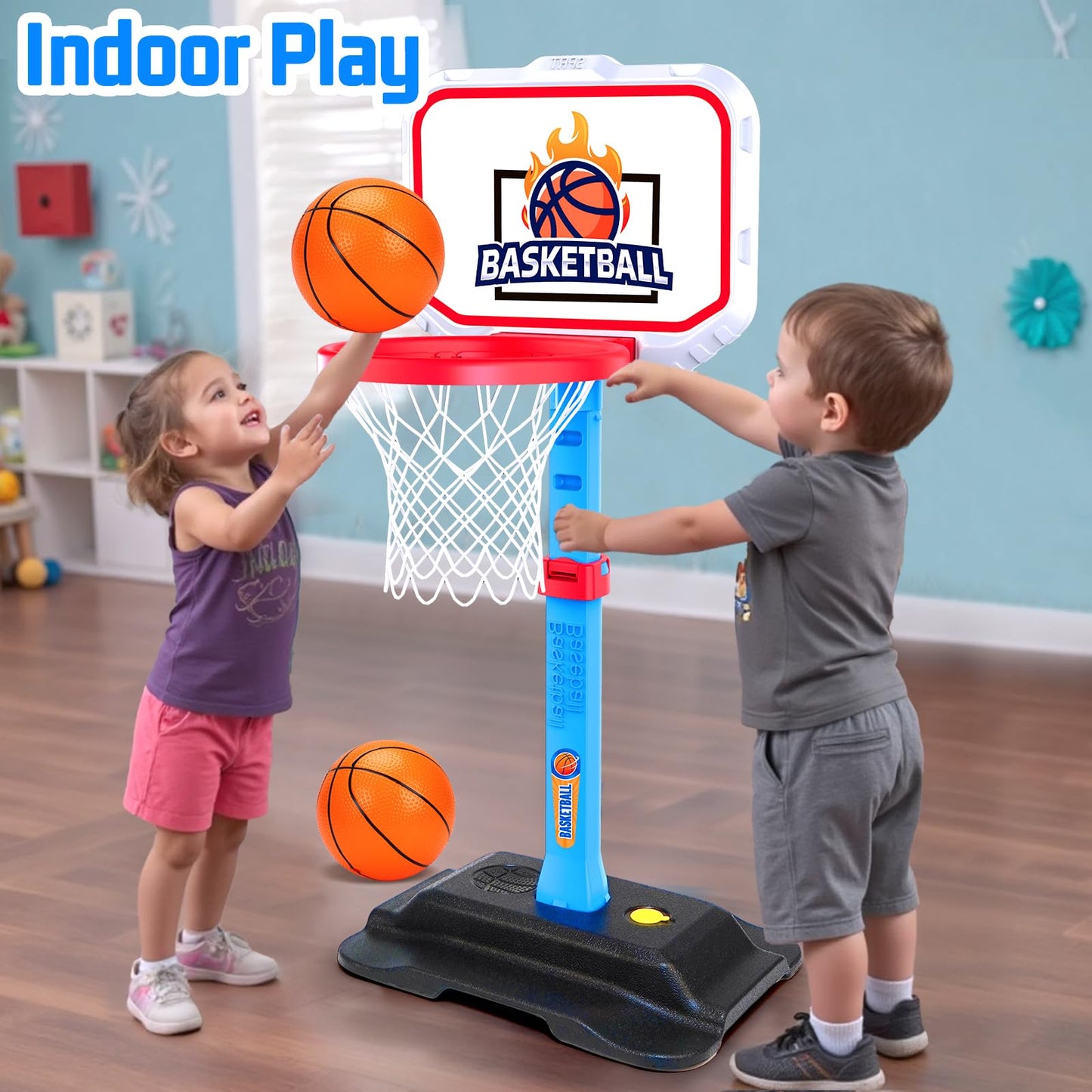 Tsomtto Toddler Basketball Hoop – 7-Height Adjustable Mini Indoor/Outdoor Hoop (Ages 1-3)