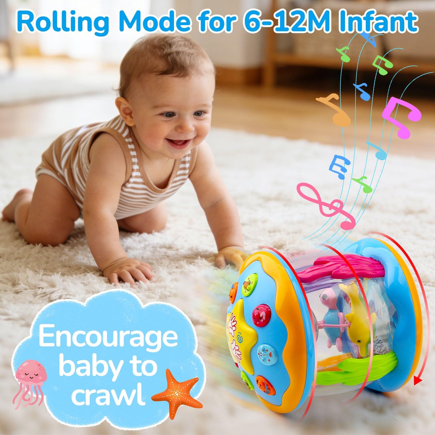 Tsomtto Ocean Rotating Projector Toy for Infants 0-12 Months – Light & Music
