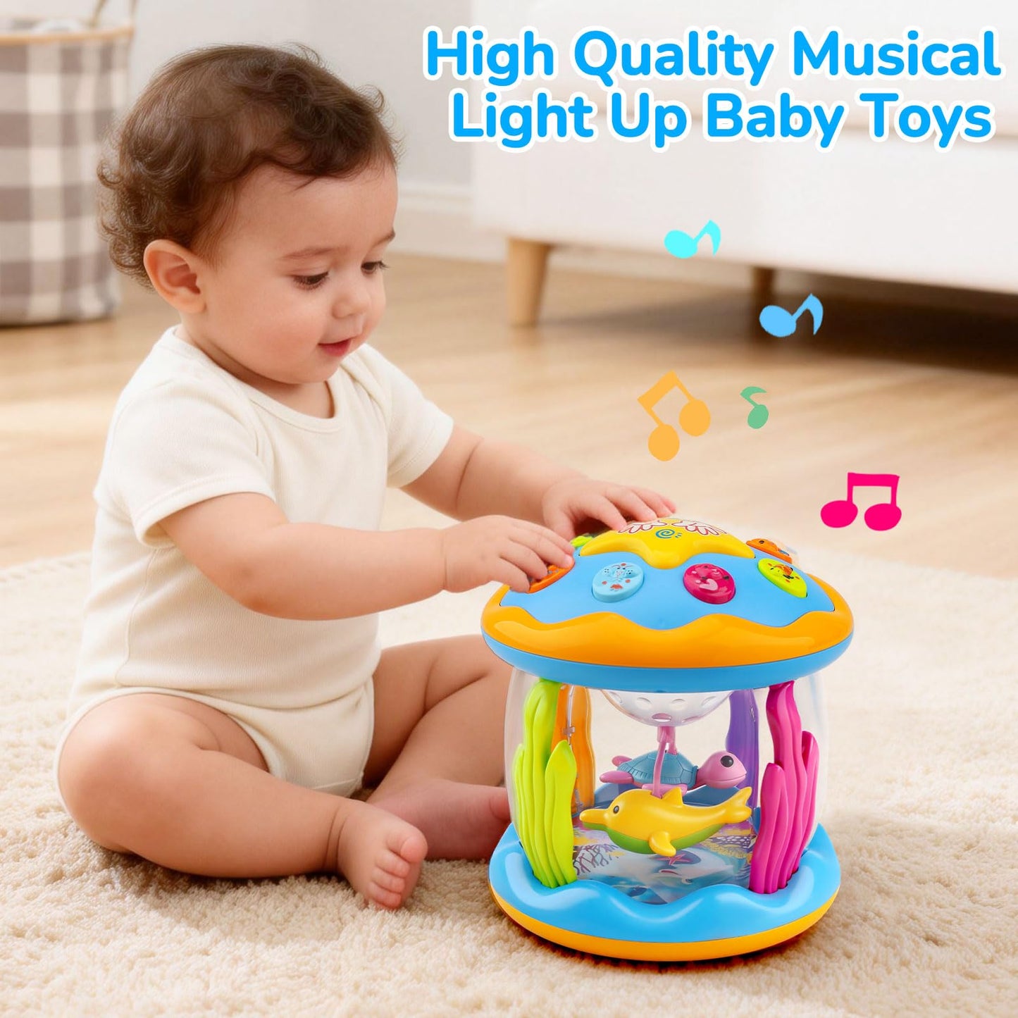 Tsomtto Ocean Rotating Projector Toy for Infants 0-12 Months – Light & Music