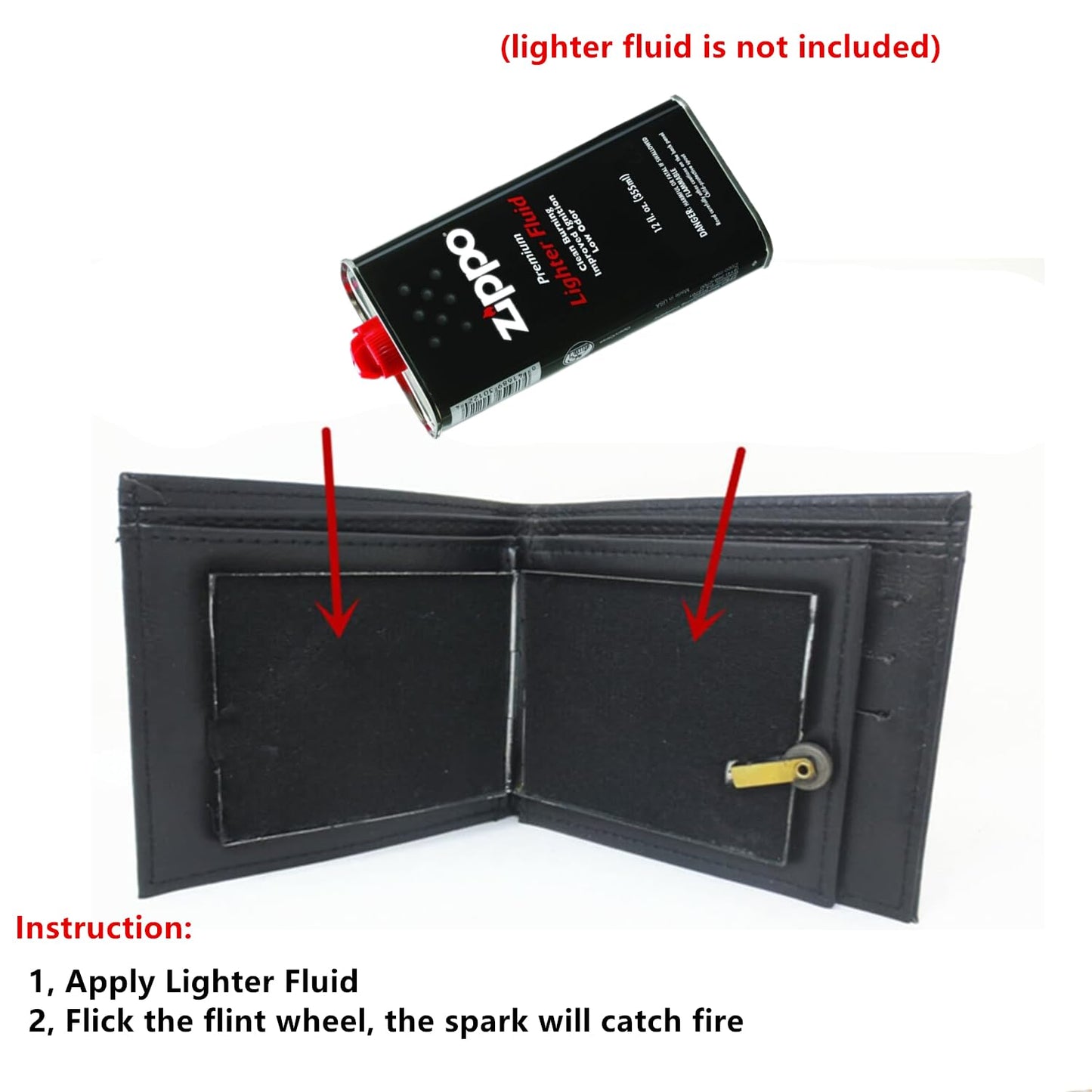 TSY TOOL Magic Trick Fire Flaming Wallet — Flame Reveal for Close-Up Magic, Street Shows