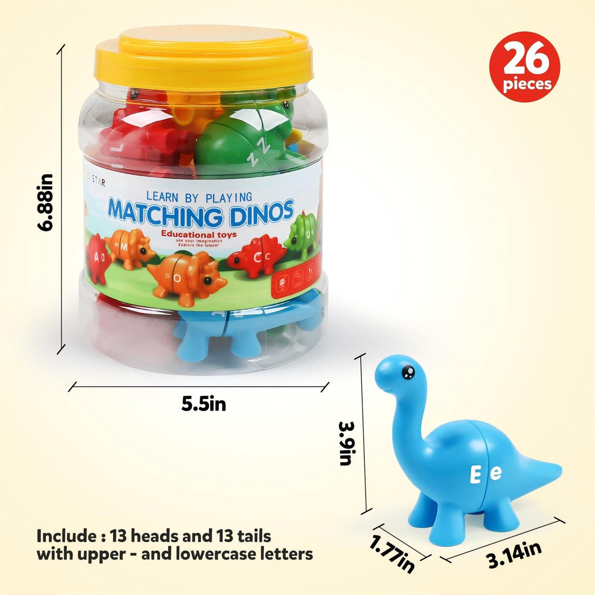 TSYAN Matching Letters Counting Dinosaur Toys – Alphabet Learning for Toddlers