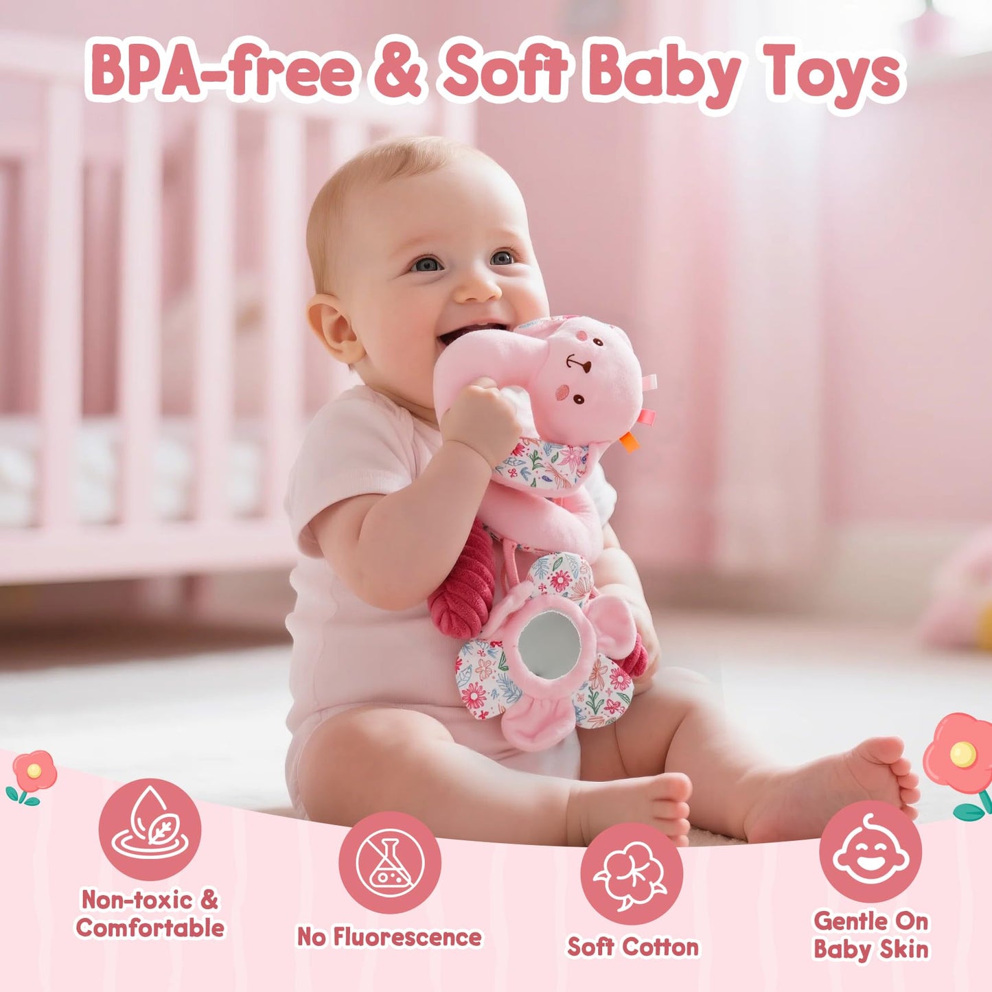 TSYAN Spiral Car Seat Toy for Babies 0-6 Months — Hanging Plush Activity Toy