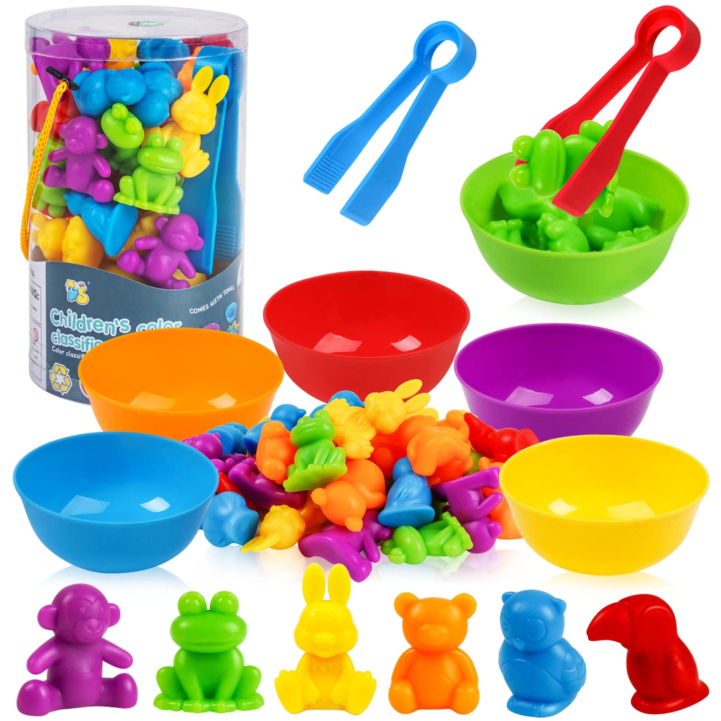 TSYAN Counting Animals Matching Games — Sensory Toys with Sorting Bowls for Preschool Learning (Age 3+)