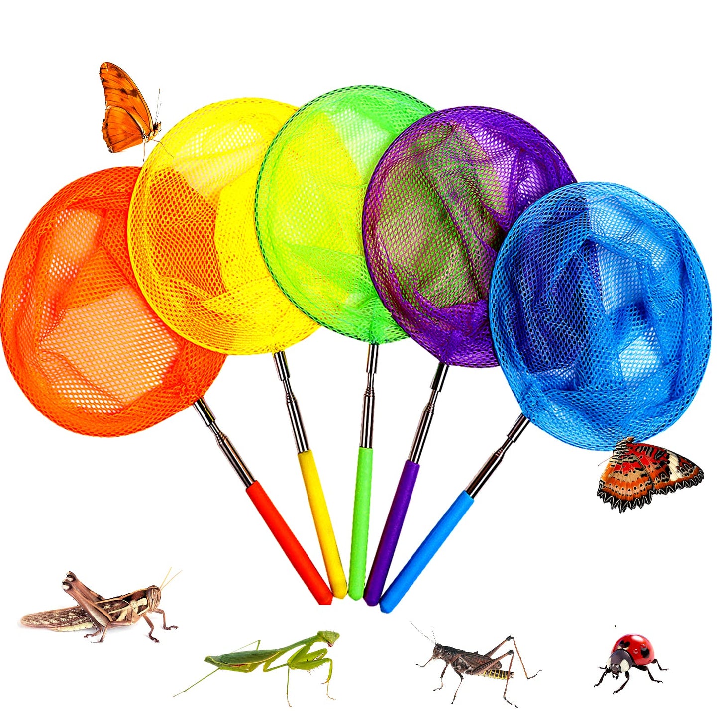 TSYAN Kids Telescopic Butterfly Net – Extendable 34in, Anti-Slip Grip
