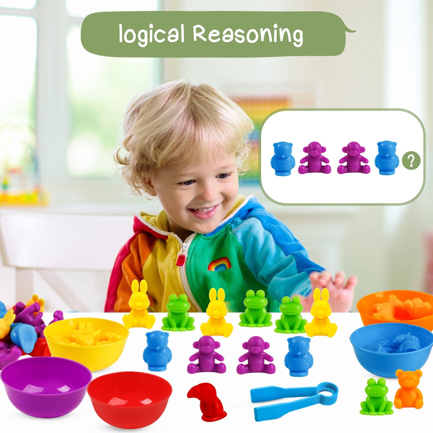 TSYAN Counting Animals Matching Games — Sensory Toys with Sorting Bowls for Preschool Learning (Age 3+)