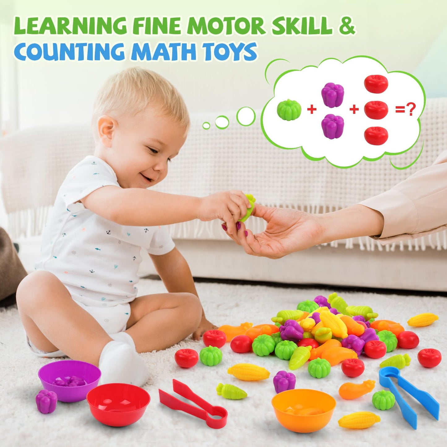 TSYAN Counting Vegetables: Sensory Sorting Bowls for Preschool & Fine Motor