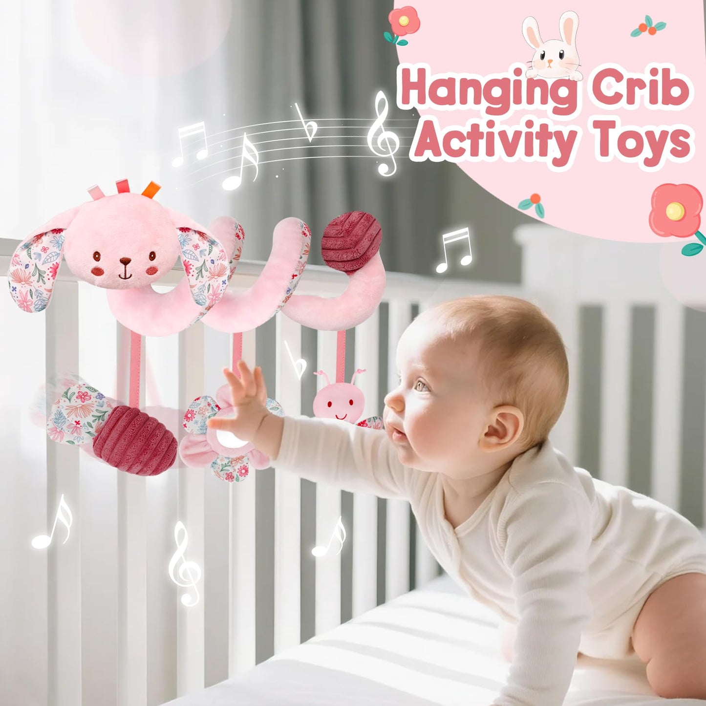 TSYAN Spiral Car Seat Toy for Babies 0-6 Months — Hanging Plush Activity Toy
