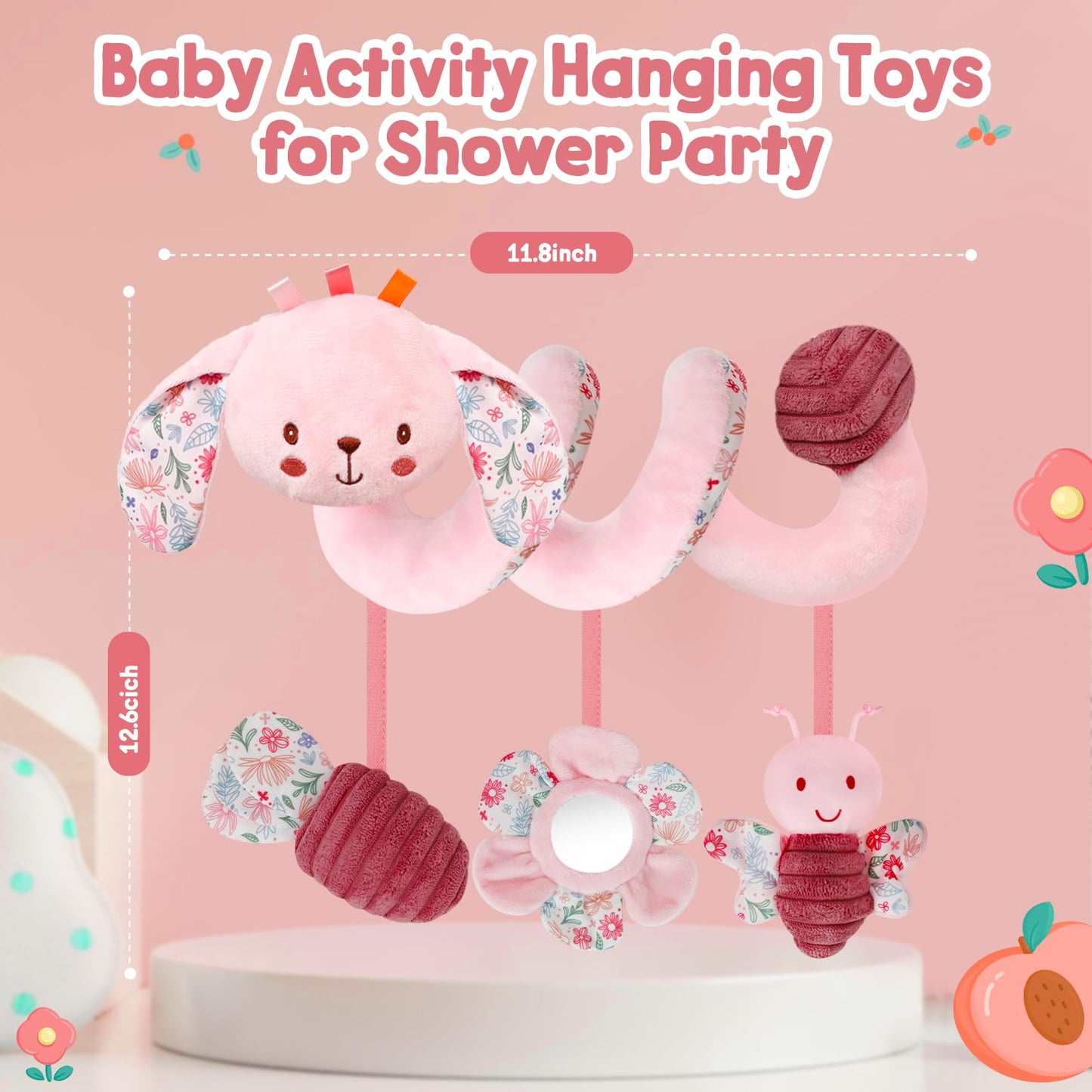 TSYAN Spiral Car Seat Toy for Babies 0-6 Months — Hanging Plush Activity Toy