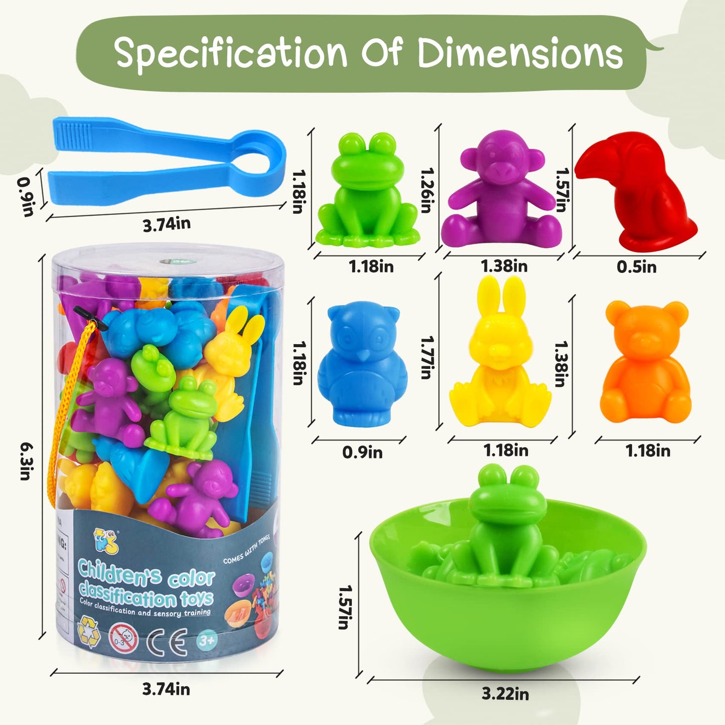 TSYAN Counting Animals Matching Games — Sensory Toys with Sorting Bowls for Preschool Learning (Age 3+)