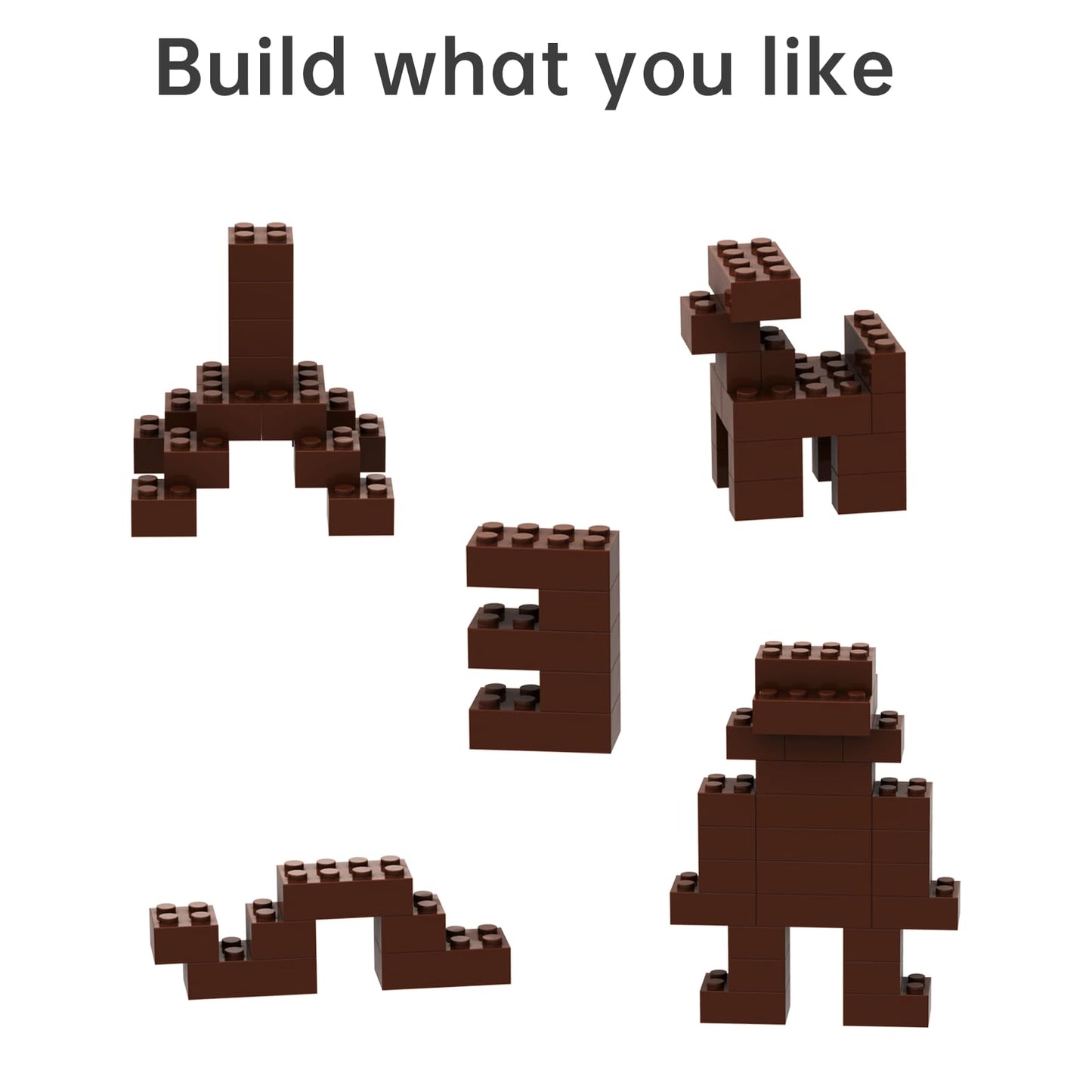 TTEHGB TOY Classic Bulk Brick 2x4 – 200 Brown Building Bricks, Compatible with Major Brands