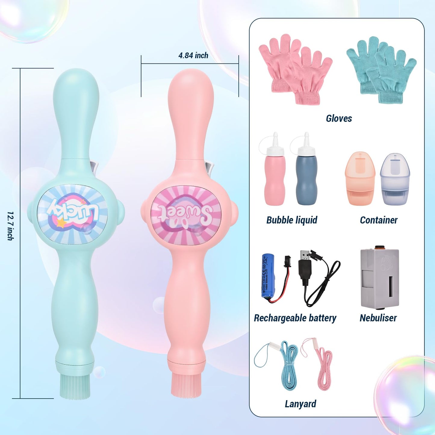 TTKADIY Elastic Bubble Fog Wand – Lights, Music & STEM Toy for Kids, Pink