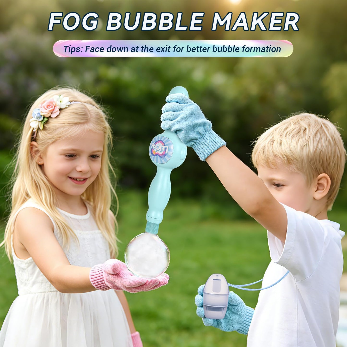 TTKADIY Elastic Bubble Fog Wand – Lights, Music & STEM Toy for Kids, Pink