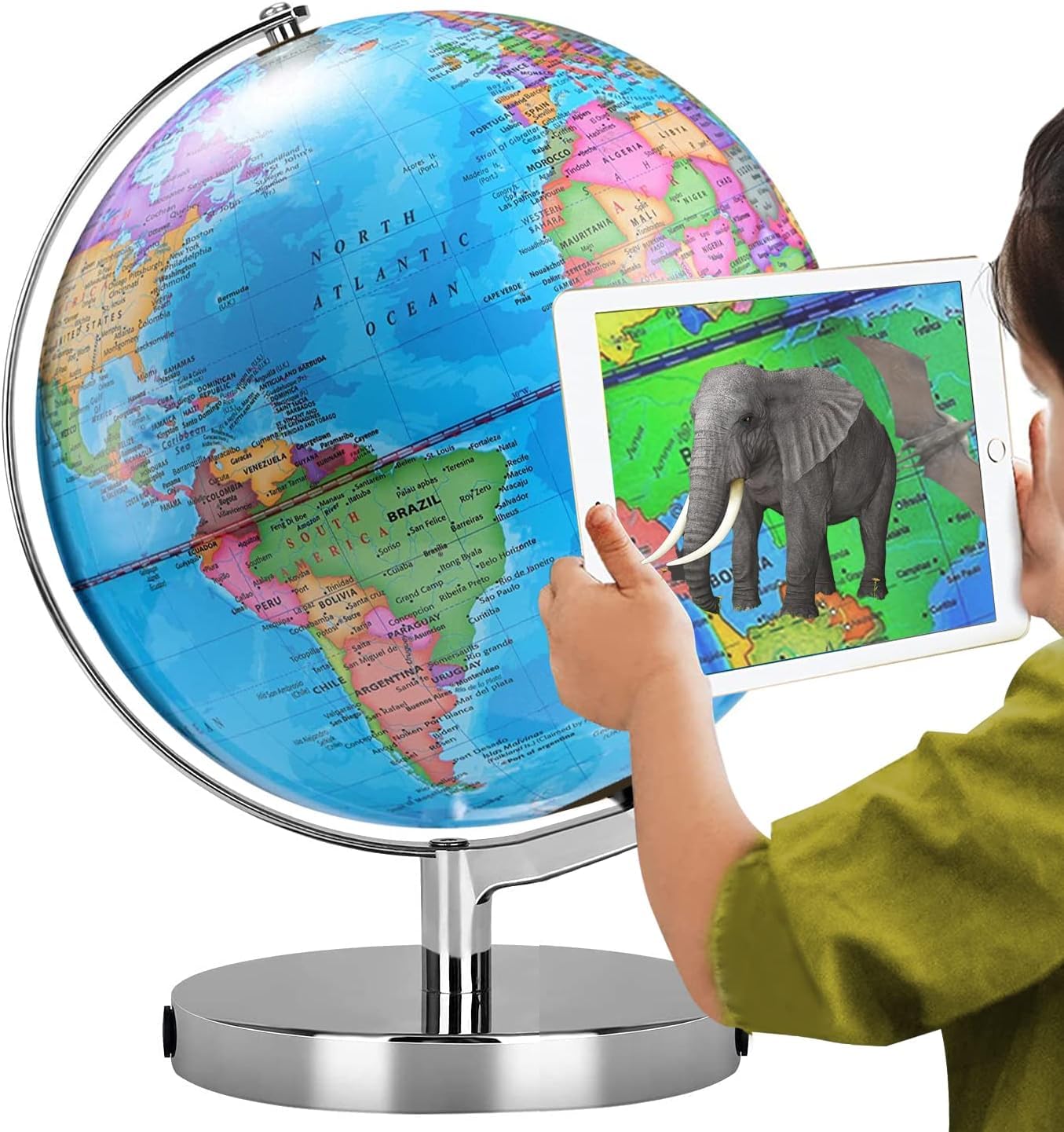TTKTK AR Illuminated World Globe for Kids – Rewritable Map, Interactive STEM Toy, Night Light