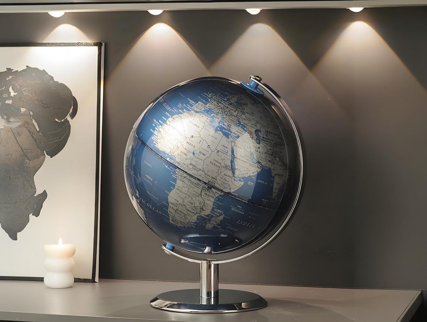TTKTK World Globe with Stainless Steel Stand – 8-Inch Desktop Globe for Home & Office