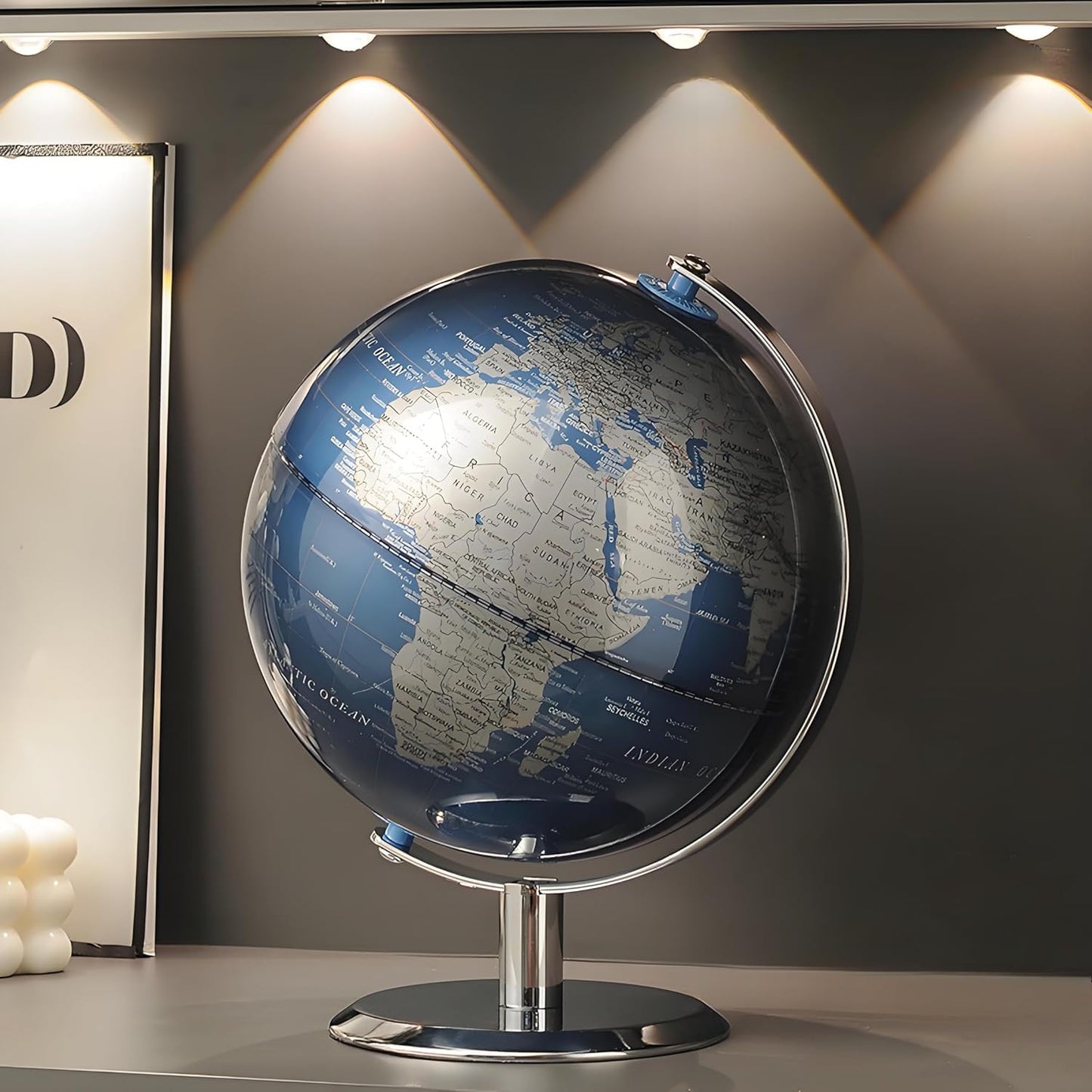 TTKTK World Globe with Stainless Steel Stand – 8-Inch Desktop Globe for Home & Office