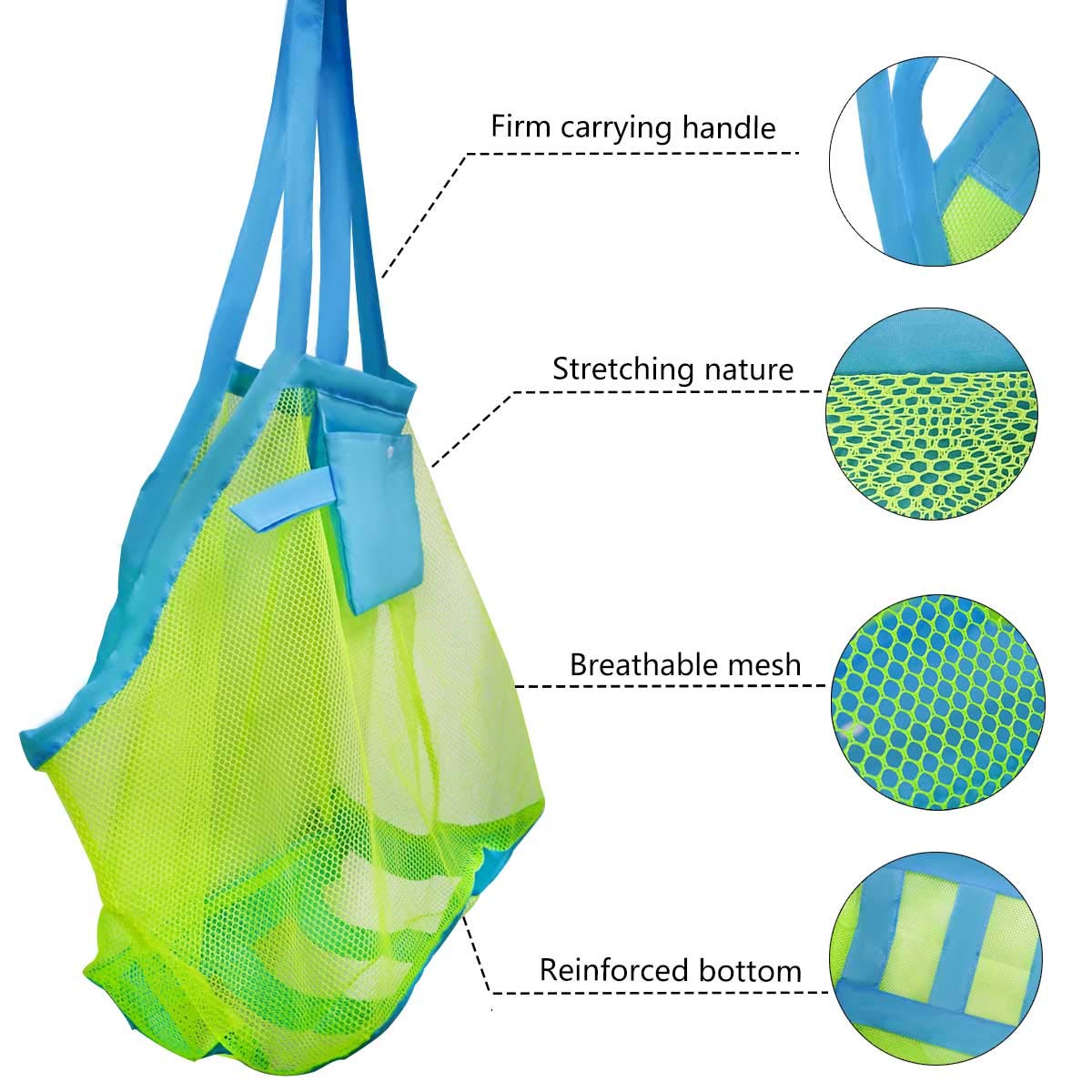 TTSAM Mesh Beach Bag Extra Large – Durable, Foldable Tote for Beach Toys & Sand