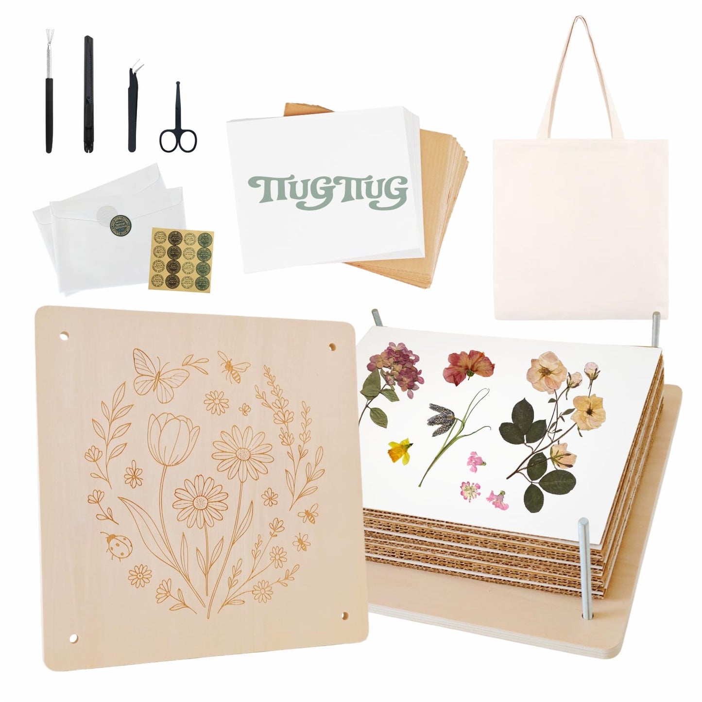 TTUGTTUG Flower Press Kit 11x11 — 10-Layer DIY Floral Press for Art, Weddings & Crafts