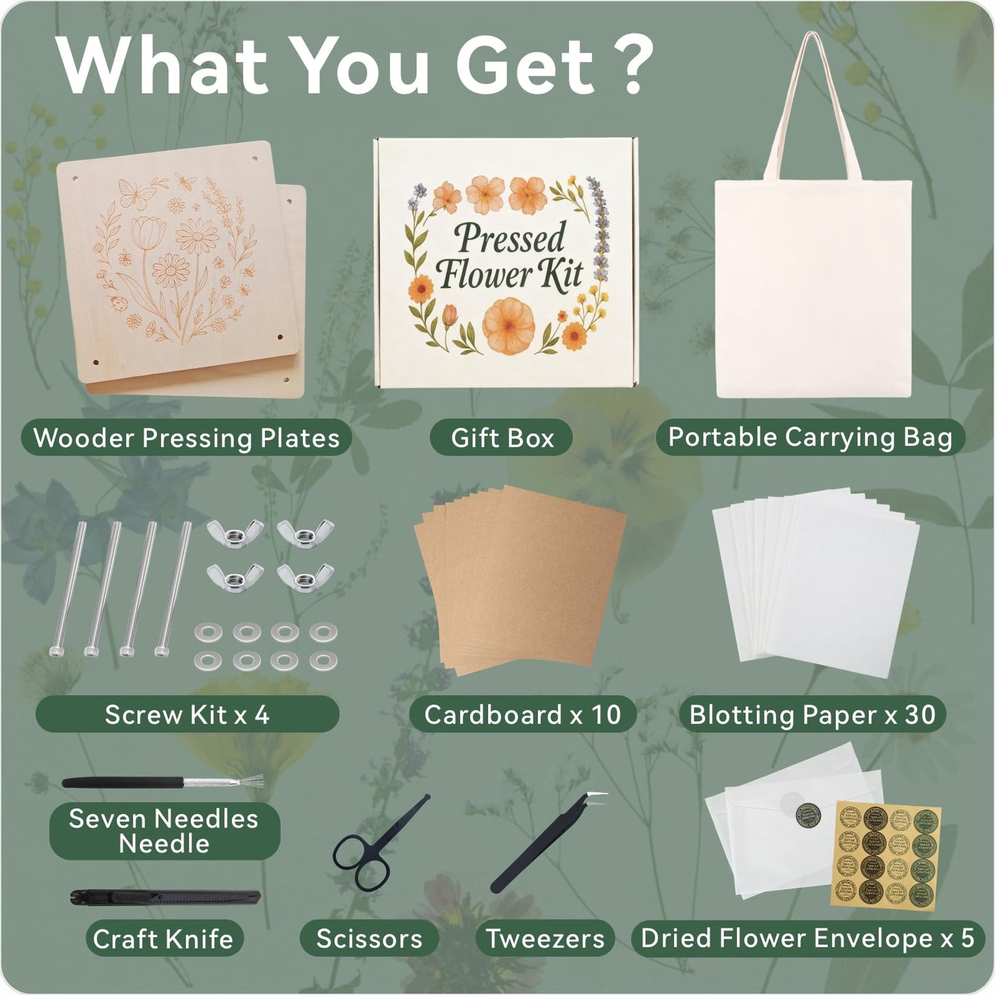 TTUGTTUG Flower Press Kit 11x11 — 10-Layer DIY Floral Press for Art, Weddings & Crafts