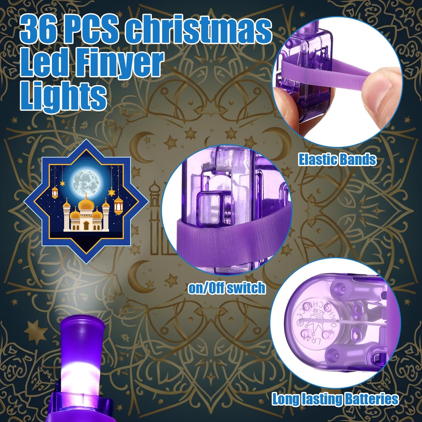Tuanse 36-Pack Ramadan Finger Lights – Glow-in-the-Dark Eid Decorations for Kids