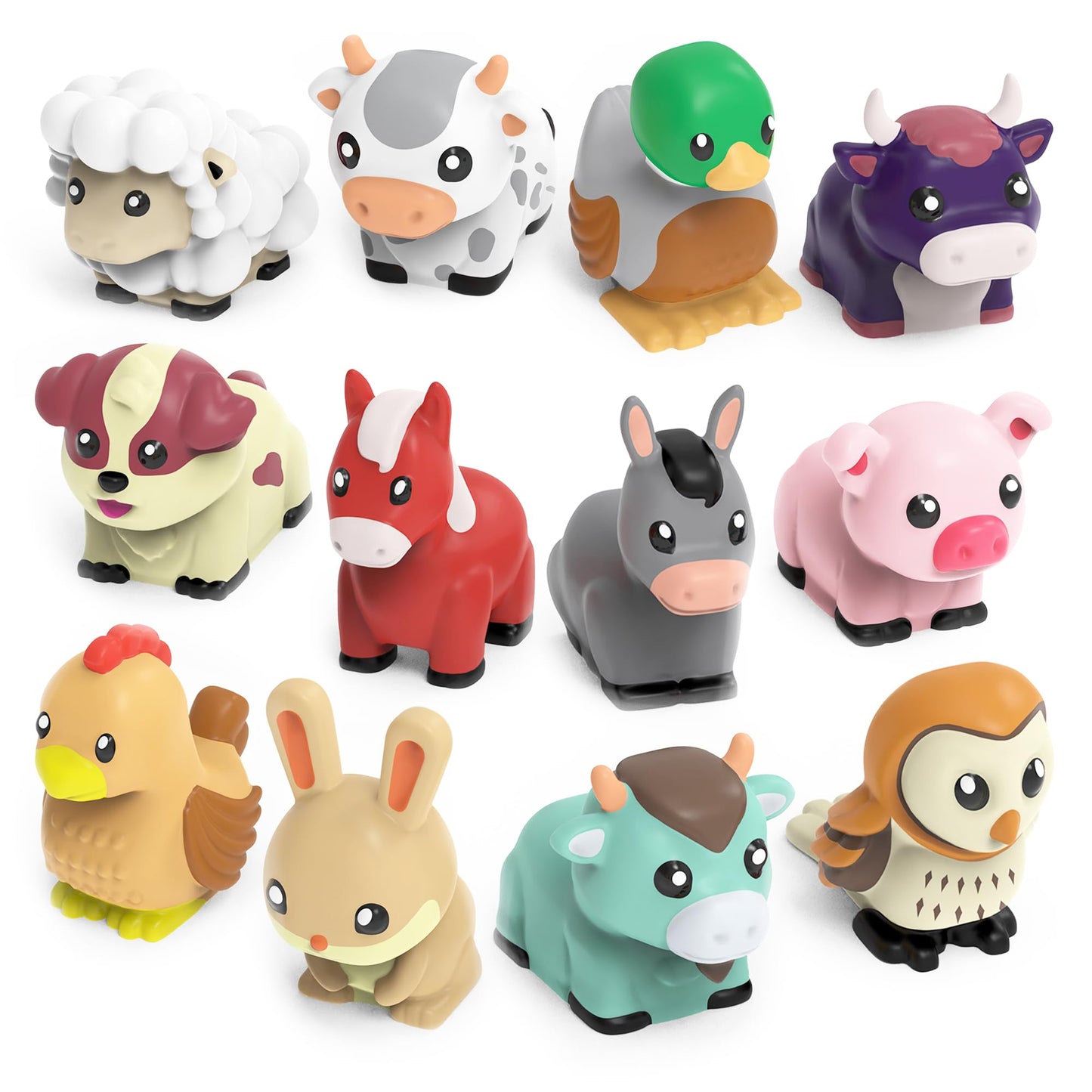 Tub Works Barnyard Mold-Free Bath Toys, 12 Pack | Sealed No-Hole Design, Soft & Floatable