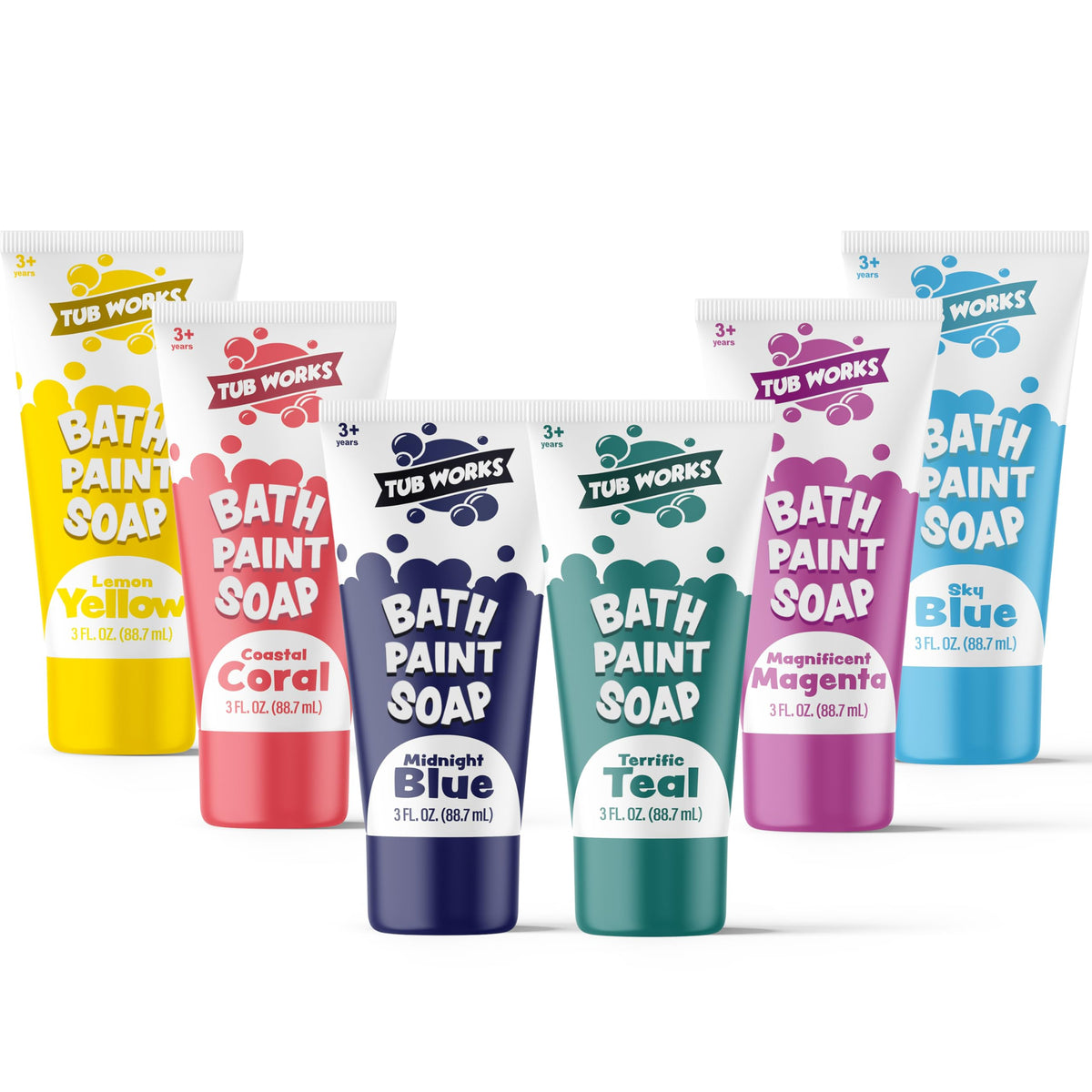 Tub Works Bath Paint Soap 6 Pack — Non-Toxic Bathtub Paint for Kids