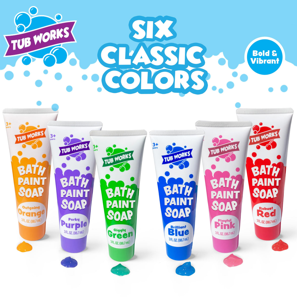 Tub Works Bath Paint Soap Bath Toy – Classic 6 Pack | Non-Toxic & Washable