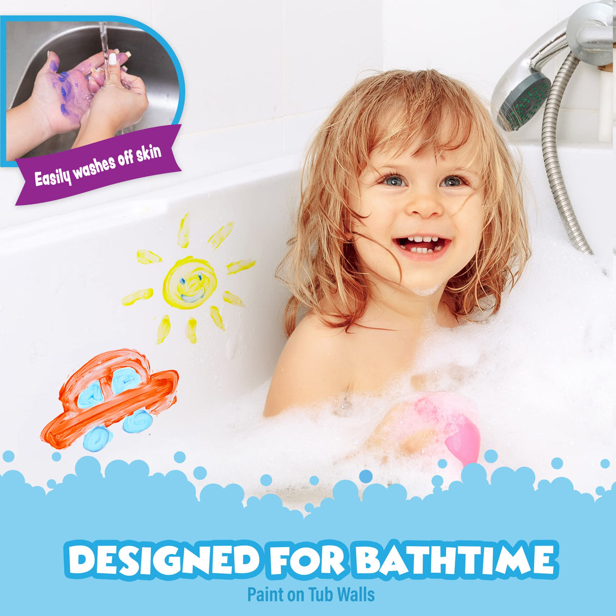 Tub Works Bath Paint Soap 6 Pack — Non-Toxic Bathtub Paint for Kids