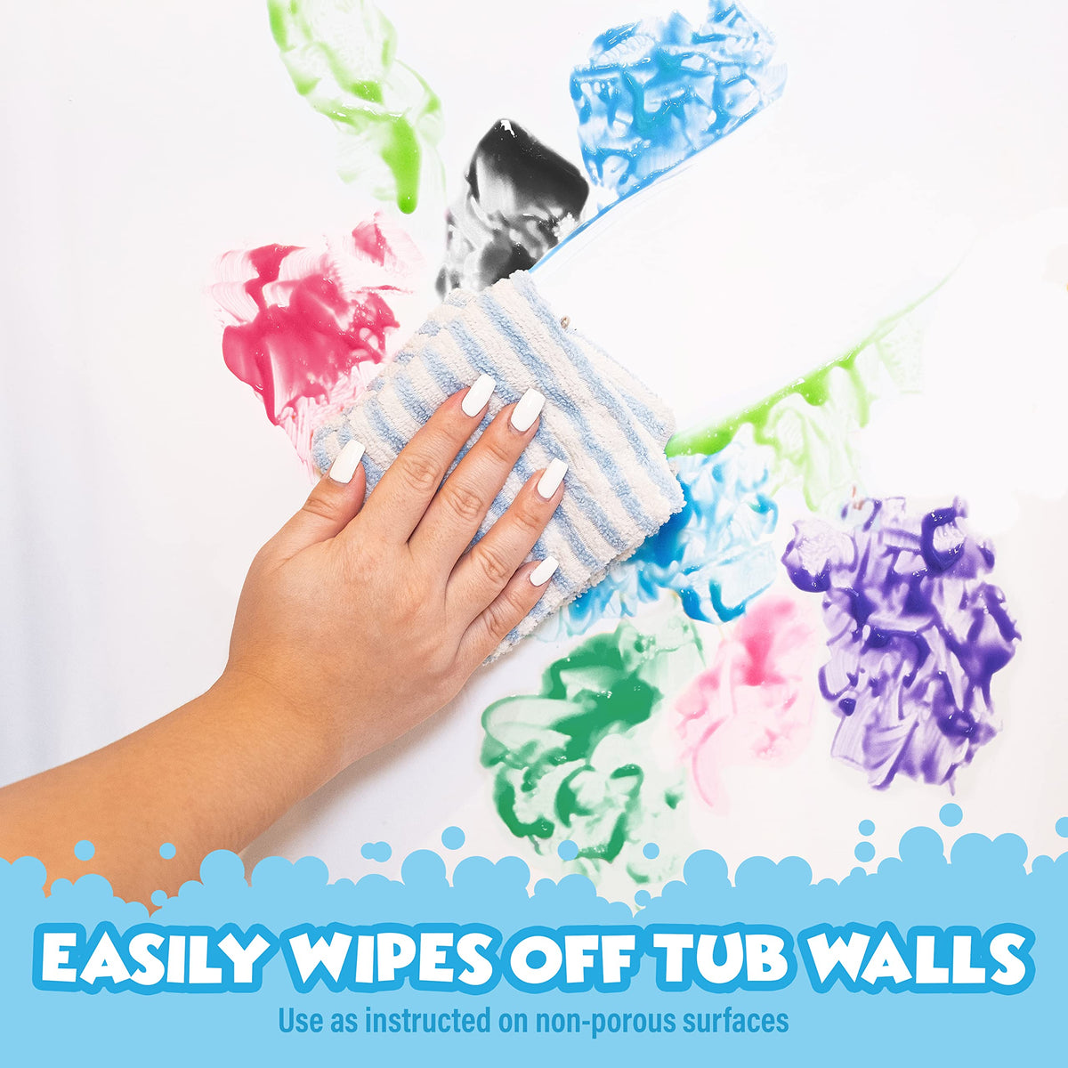 Tub Works Bath Paint Soap 6-Pack – Non-Toxic, Washable Tub Wall Paint for Toddlers | Creative Bath Toy Set