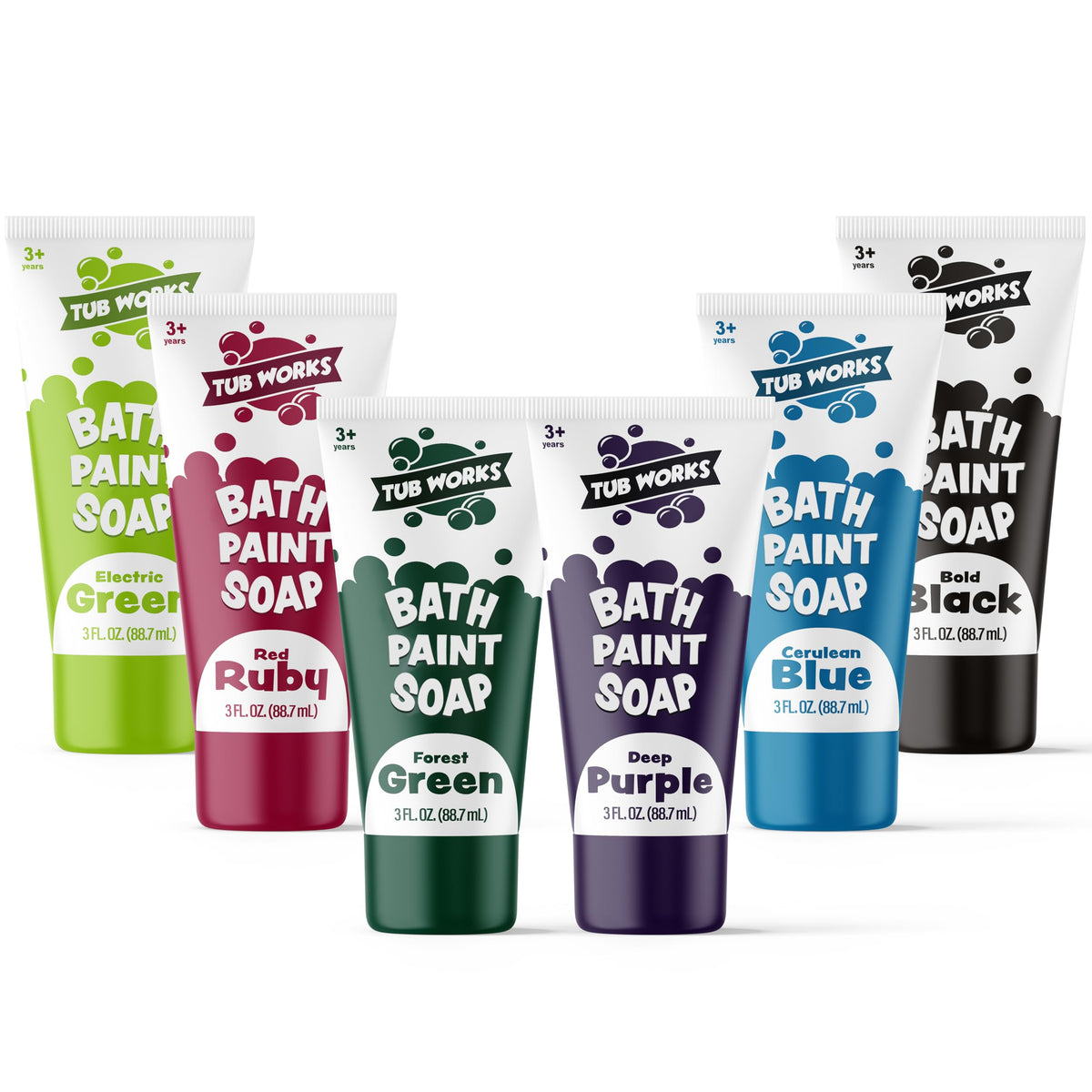 Tub Works Bath Paint Soap 6-Pack – Non-Toxic, Washable Tub Wall Paint for Toddlers | Creative Bath Toy Set