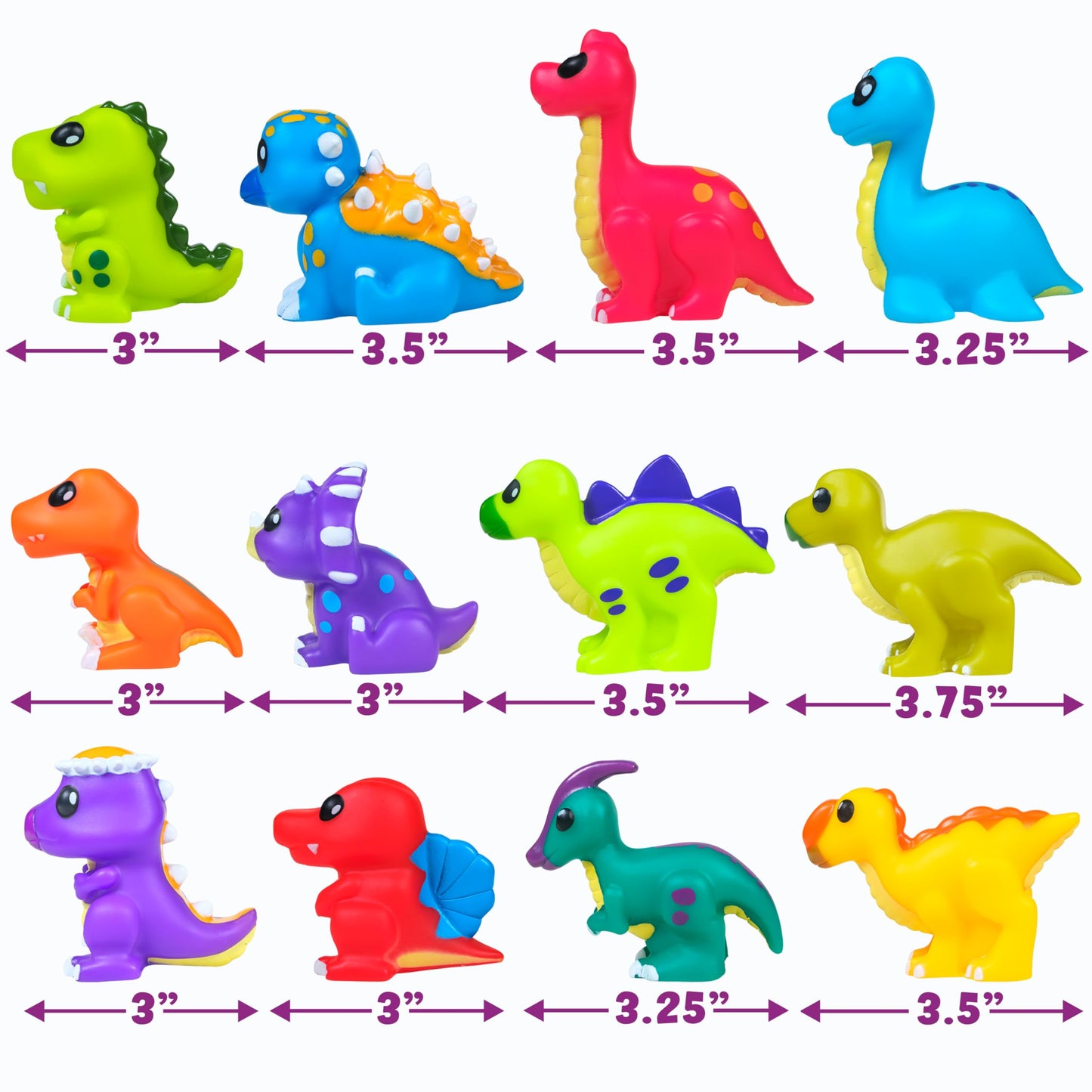 Tub Works Dinosaur Mold Free Bath Toys – 12 Pack | Sealed No-Hole Design Keeps Moisture Out