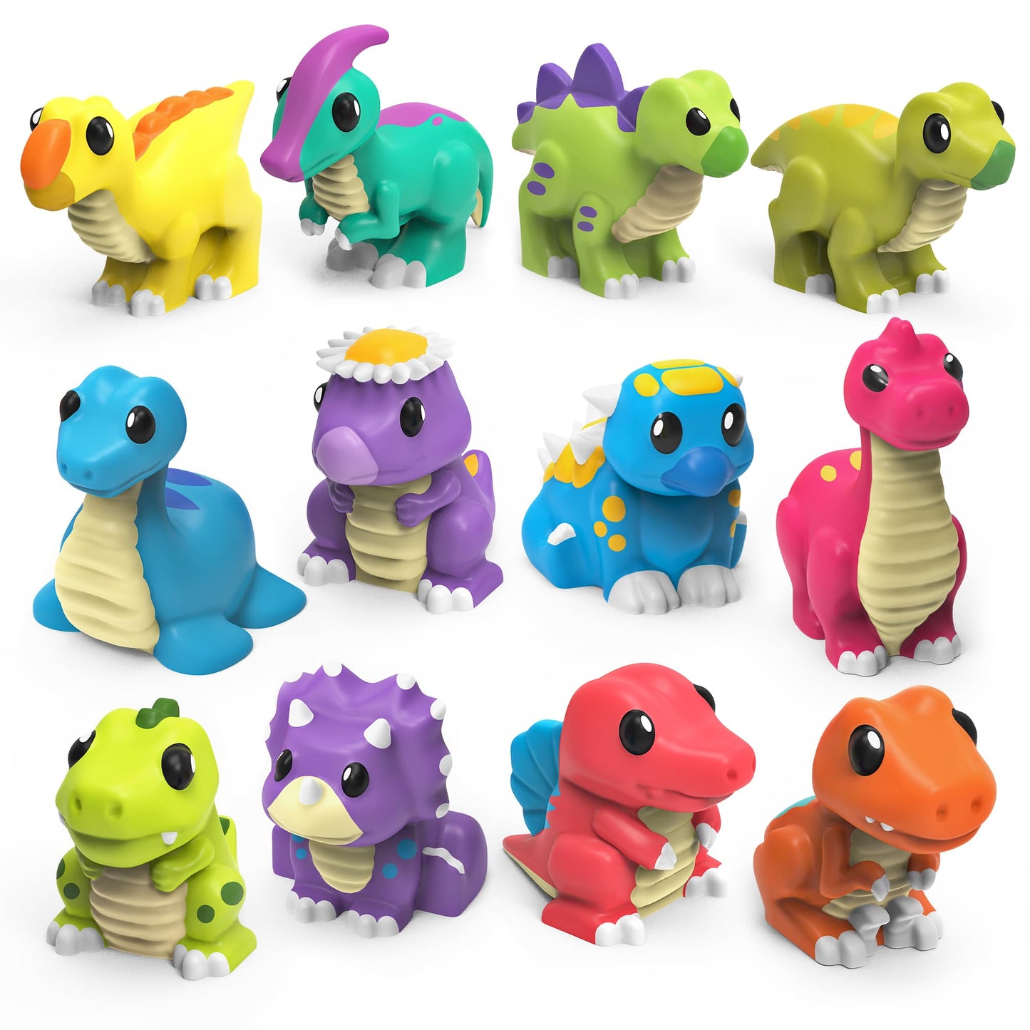 Tub Works Dinosaur Mold Free Bath Toys – 12 Pack | Sealed No-Hole Design Keeps Moisture Out