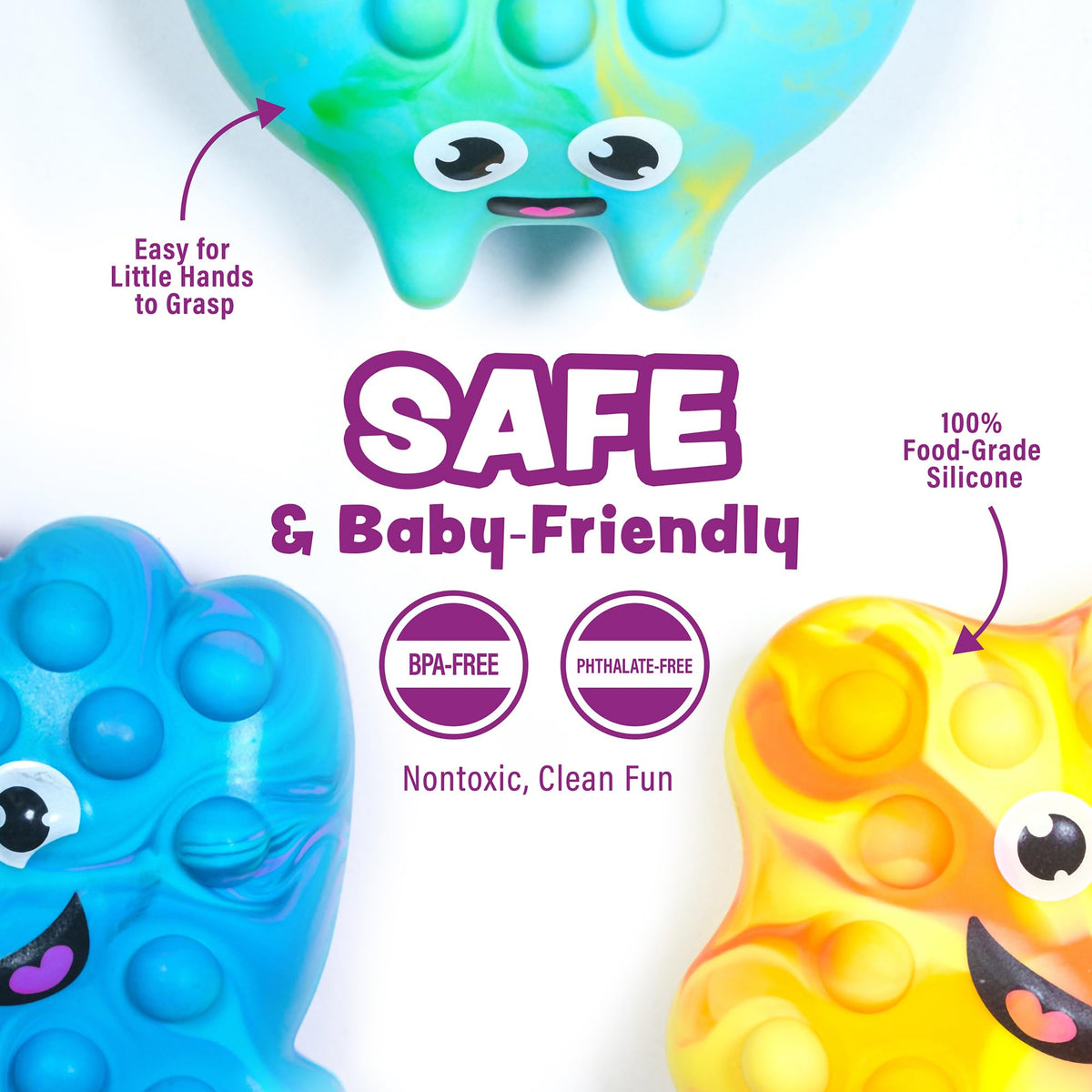 Tub Works Tub Poppers 3-Pack Bath Toys – Push, Poke & Pop It Fidget Fun