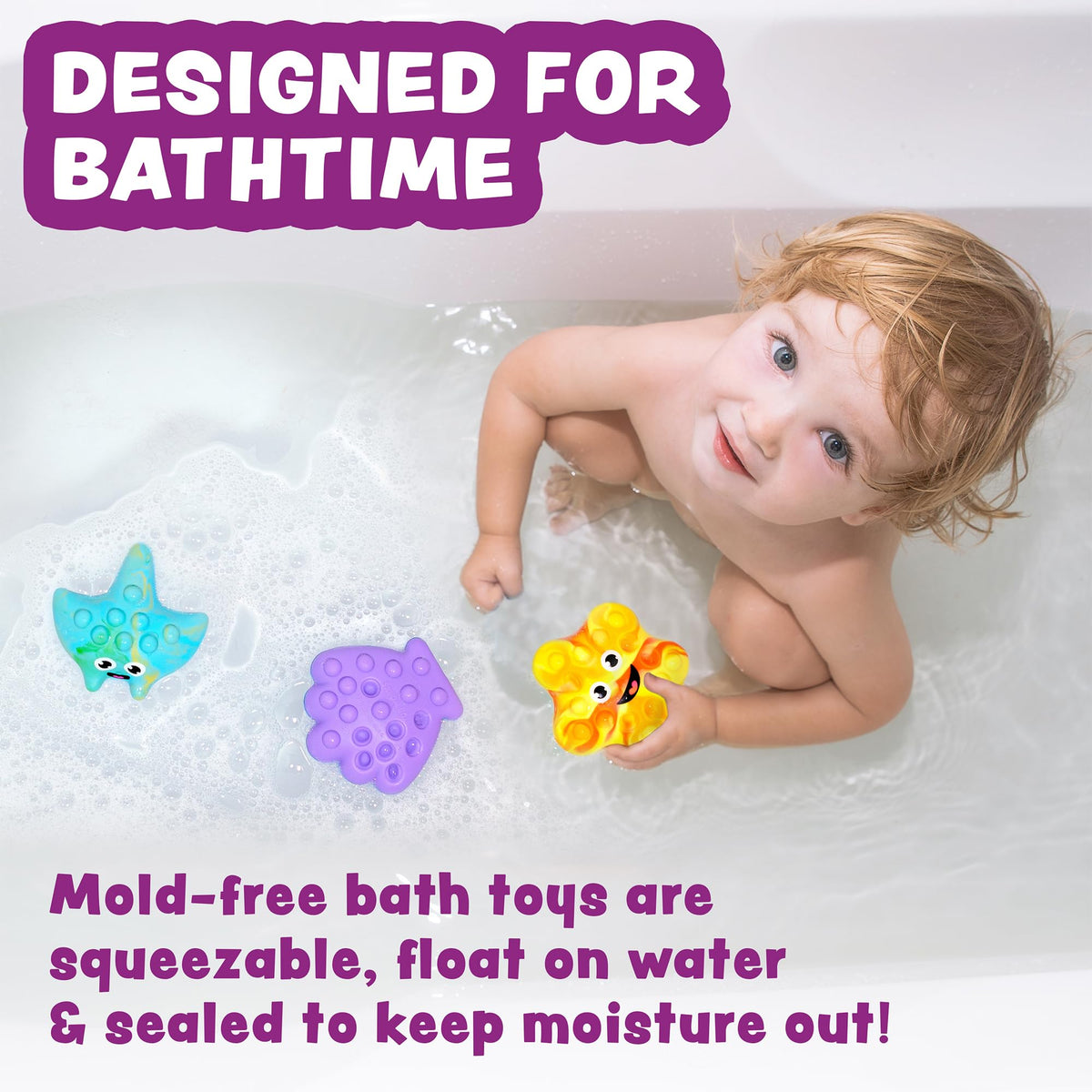 Tub Works Tub Poppers 3-Pack Bath Toys – Push, Poke & Pop It Fidget Fun