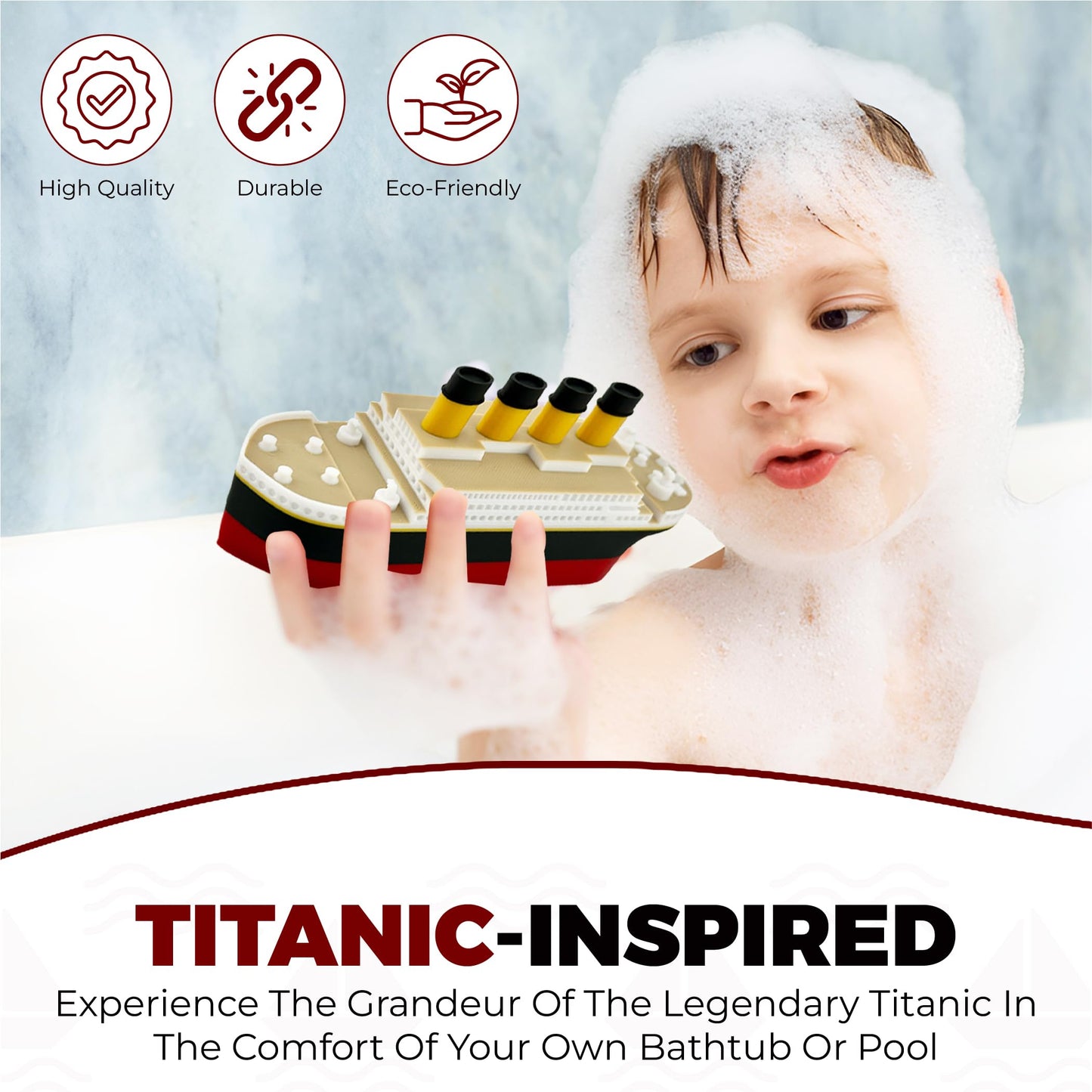 Titanic Toy Gift Set - 6-inch Floating RMS Titanic with Iceberg | Tubtastic