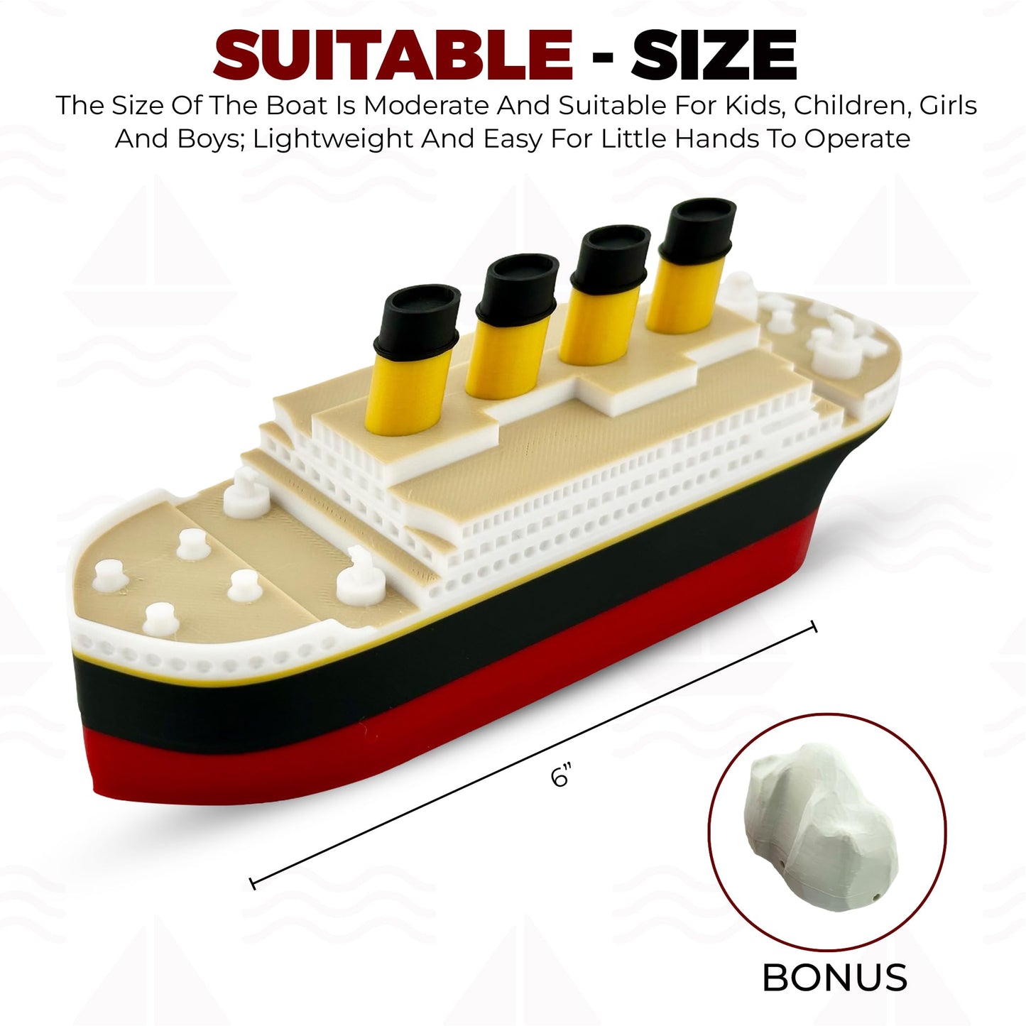 Titanic Toy Gift Set - 6-inch Floating RMS Titanic with Iceberg | Tubtastic