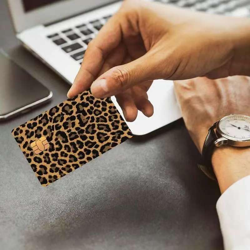 TUCEWP Leopard Print Credit Card Skin Stickers — 4-Piece Waterproof Card Decals