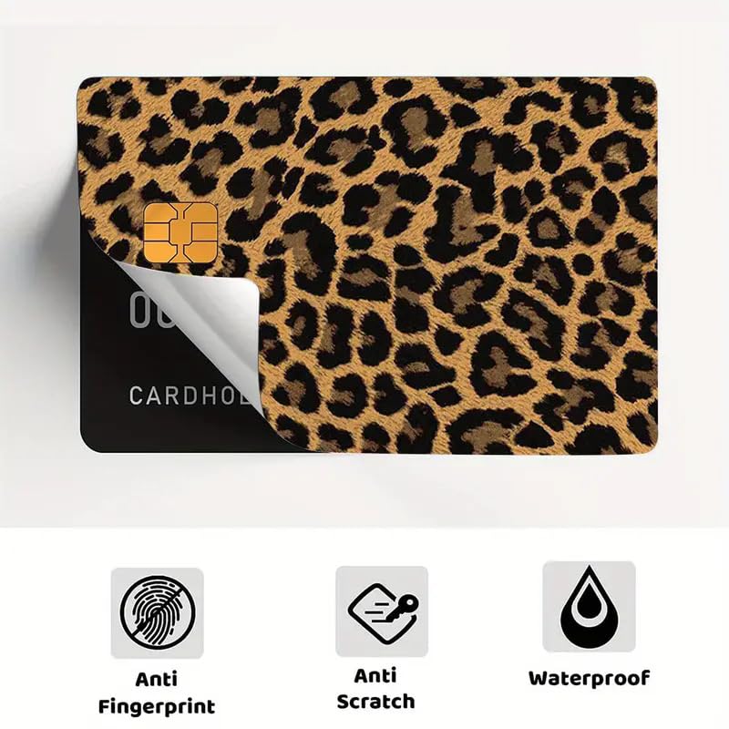 TUCEWP Leopard Print Credit Card Skin Stickers — 4-Piece Waterproof Card Decals