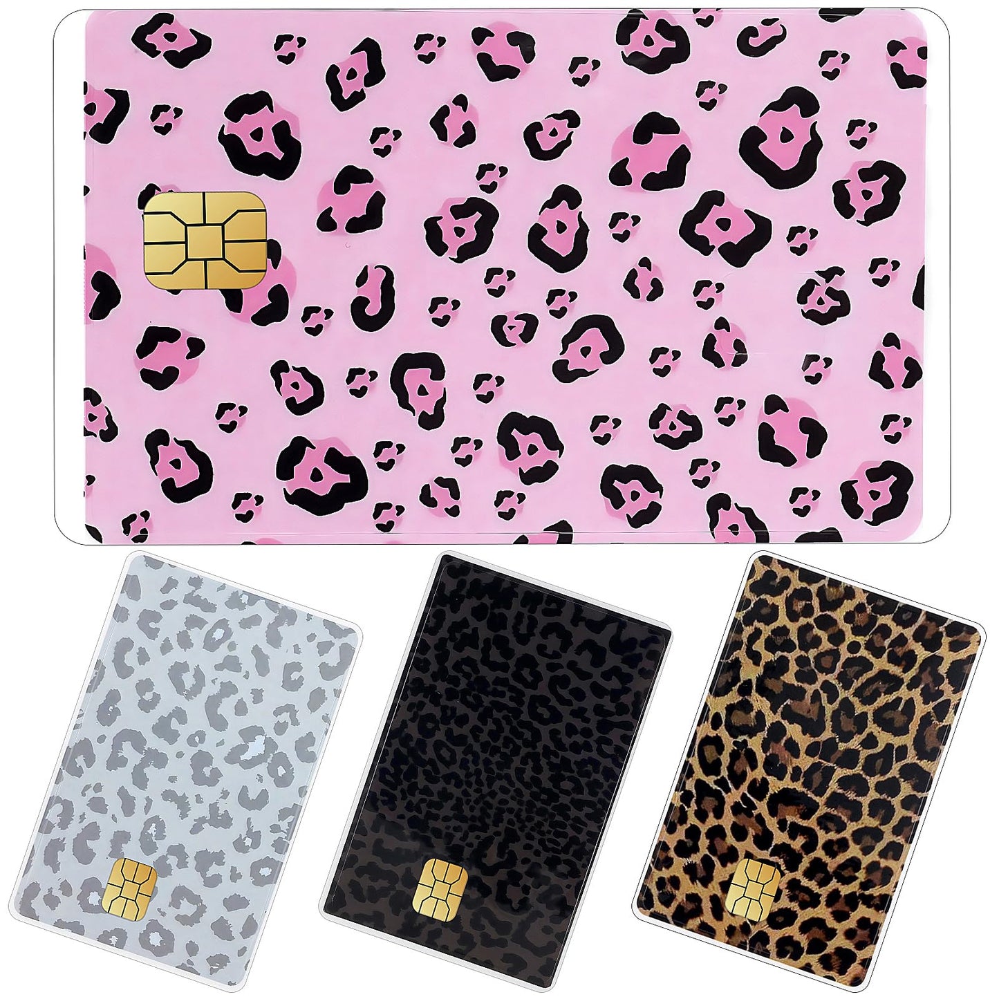 TUCEWP Leopard Print Credit Card Skin Stickers — 4-Piece Waterproof Card Decals