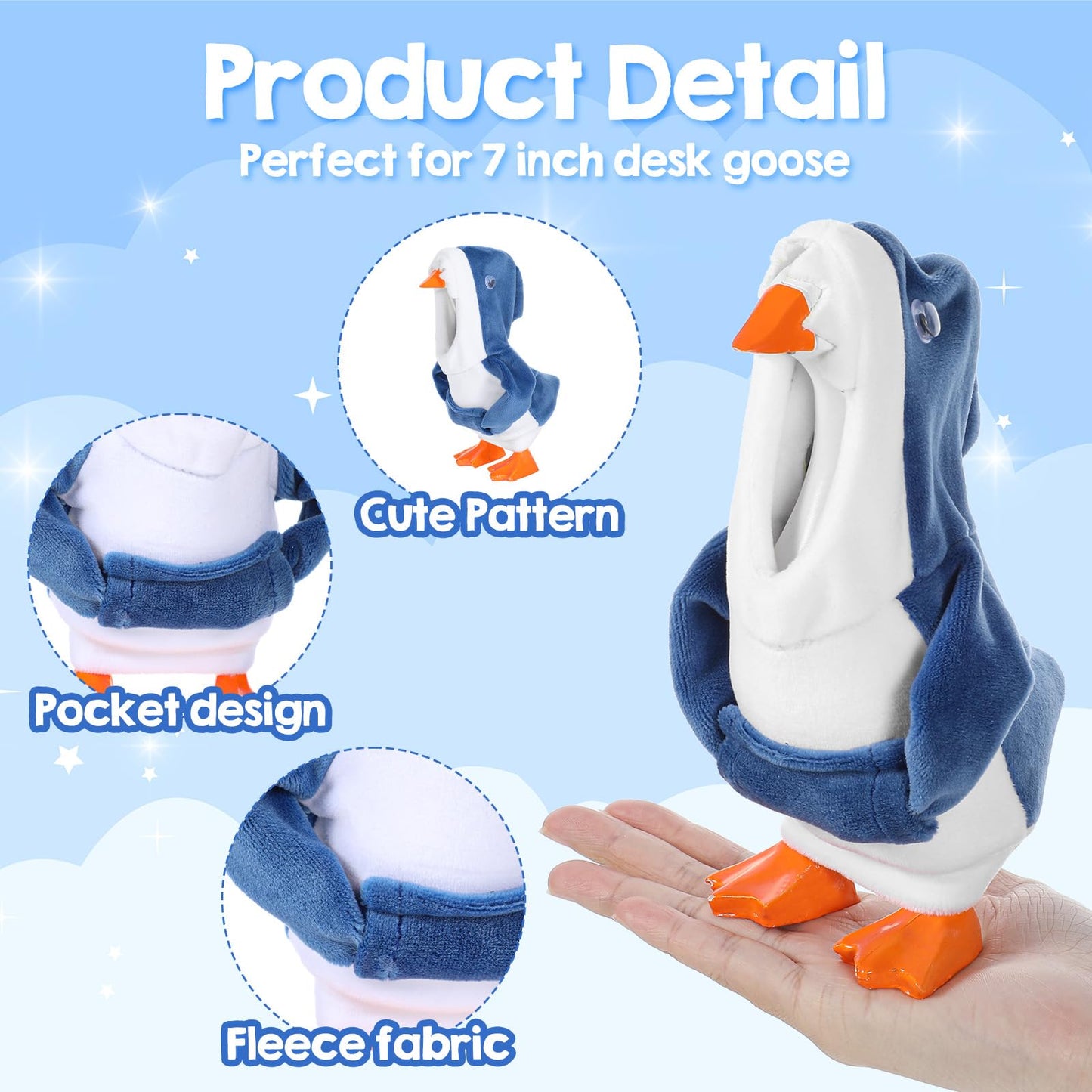 Tucnoeu Shark Hoodie for 5.9-Inch Desk Goose – Mini Outfit Set