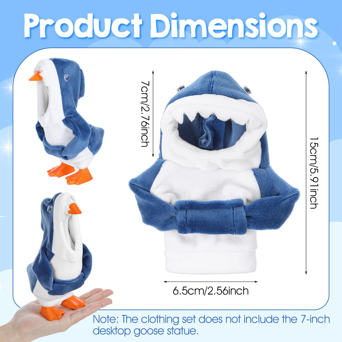 Tucnoeu Shark Hoodie for 5.9-Inch Desk Goose – Mini Outfit Set