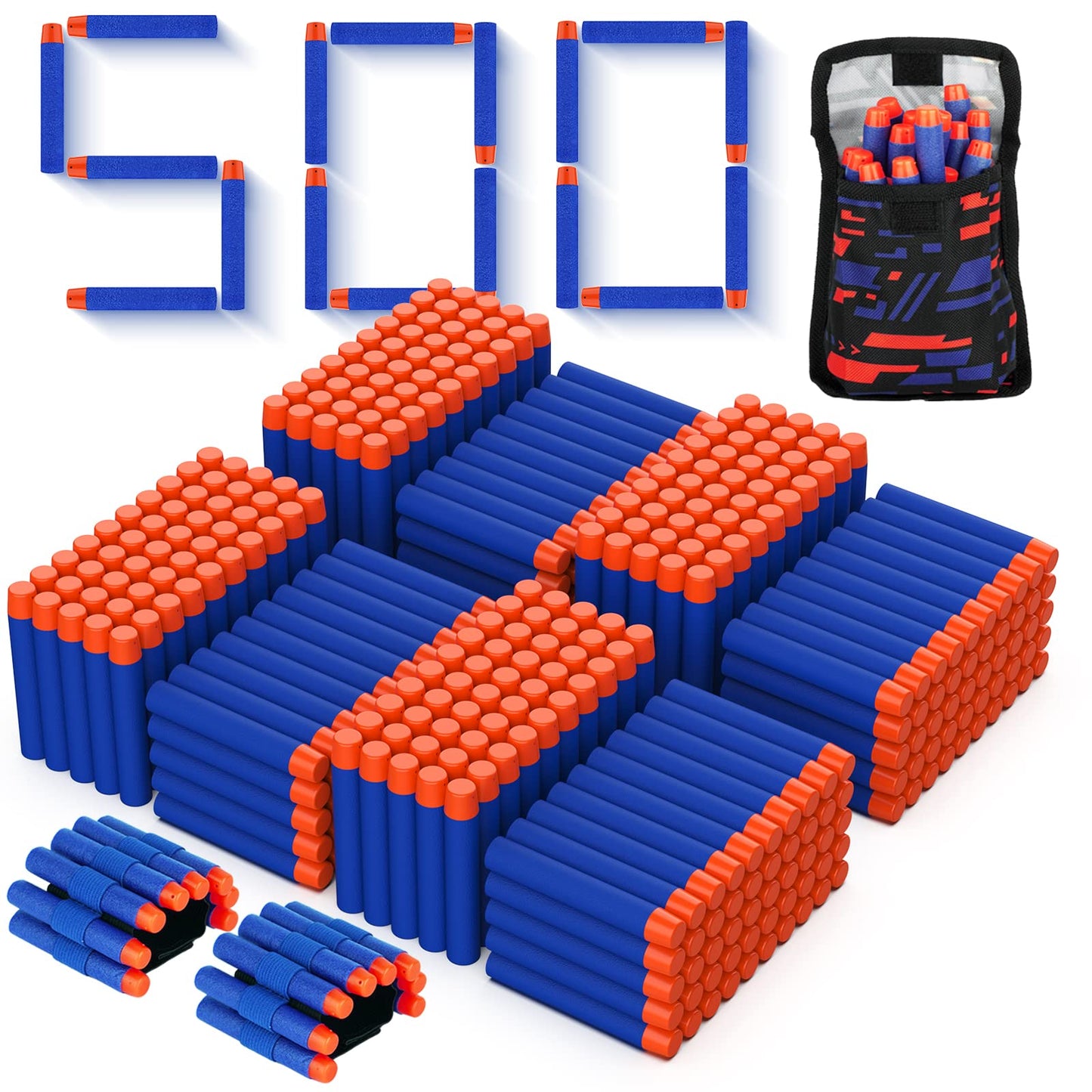 Tudaymol Nerf Bullets 500-Pack – Official Darts for Nerf N-ELITE Series, Compatible with Elite Blasters