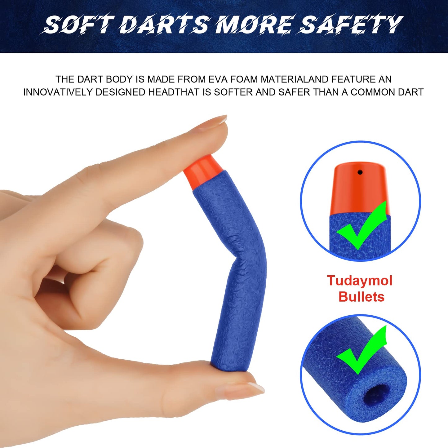 Tudaymol Nerf Bullets 500-Pack – Official Darts for Nerf N-ELITE Series, Compatible with Elite Blasters
