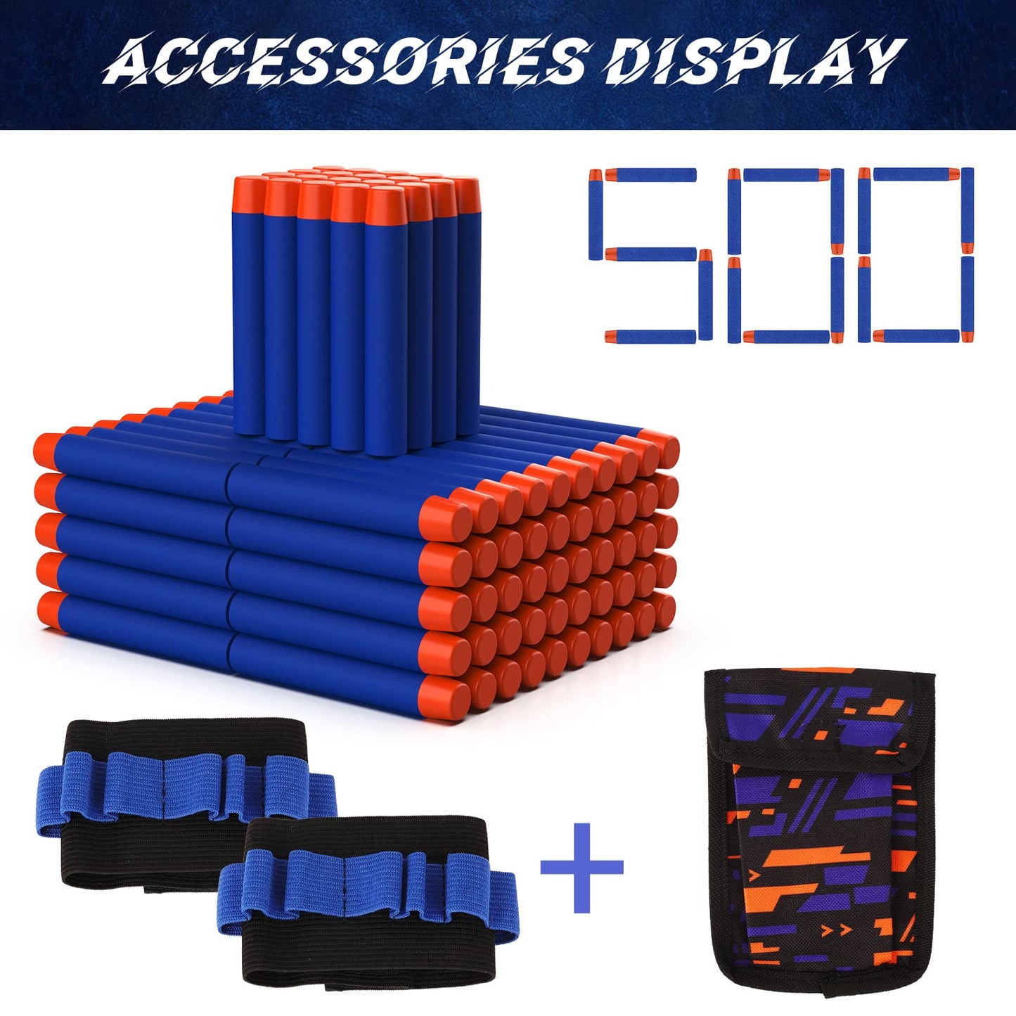 Tudaymol Nerf Bullets 500-Pack – Official Darts for Nerf N-ELITE Series, Compatible with Elite Blasters