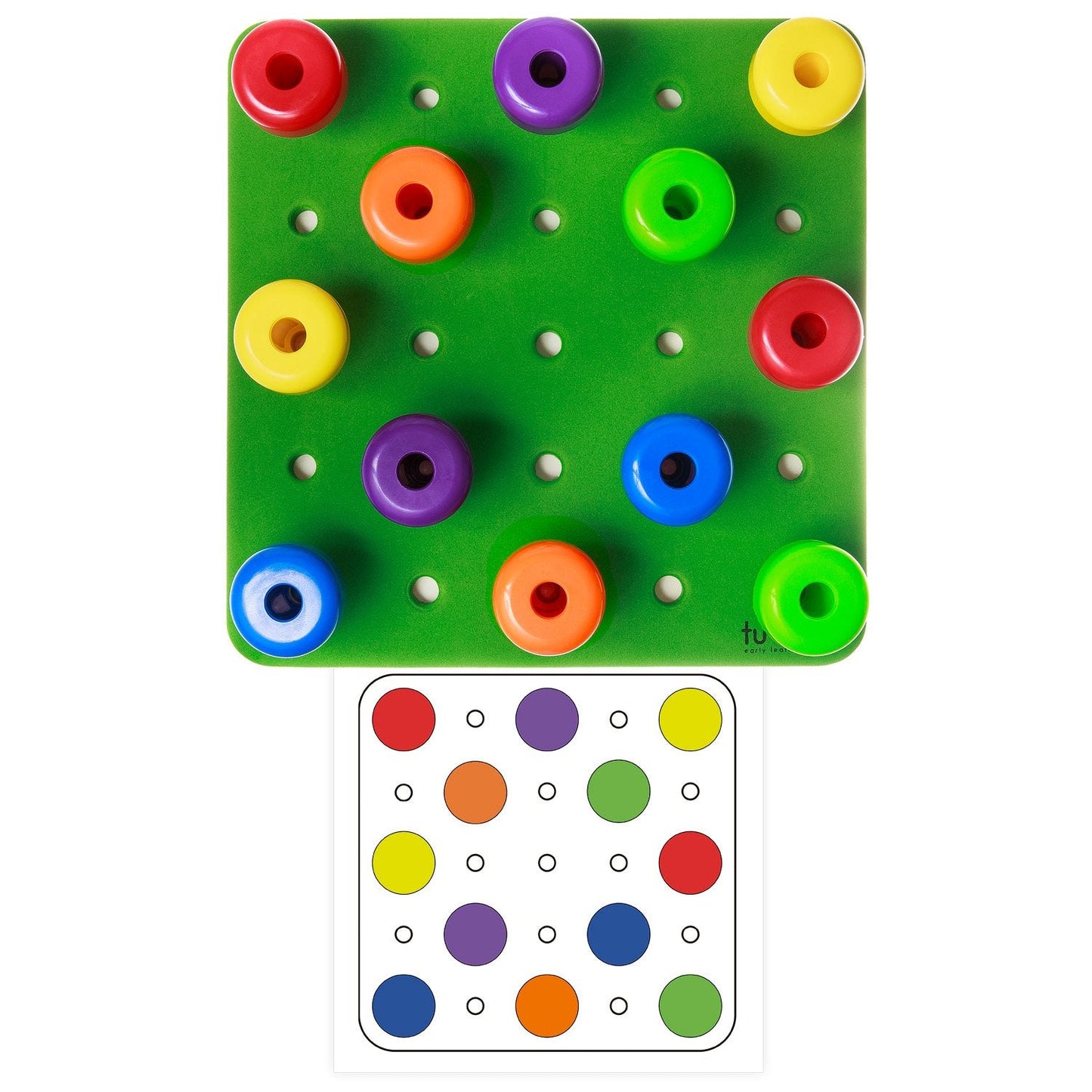 Tuddler Toddler Peg Board Set – 30 Stackable Pegs, Pattern Card, Backpack & E-Book