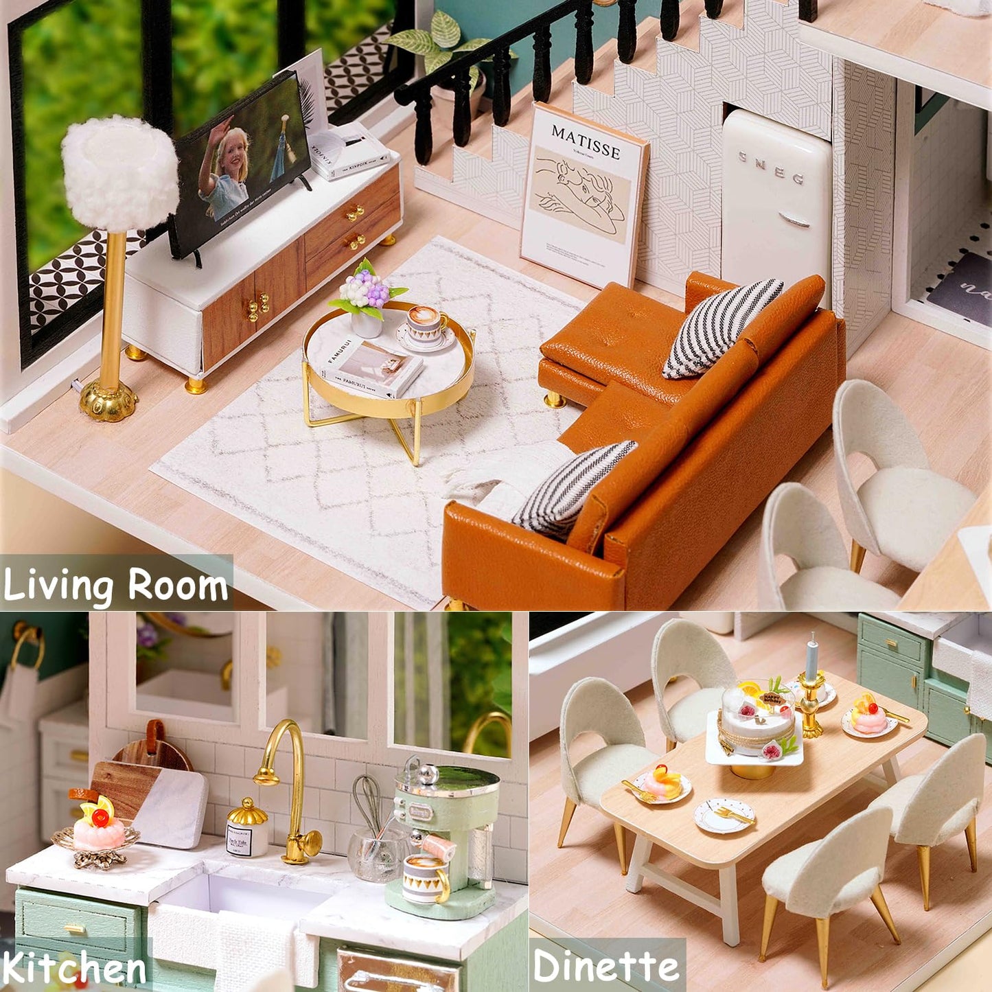 TuKIIE DIY Miniature Dollhouse Kit 1:24 Scale – Furniture, Dust-Proof Cover & Music Movement