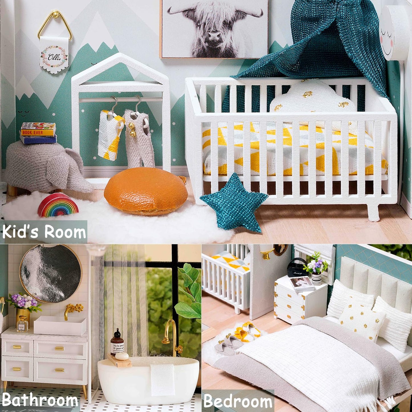 TuKIIE DIY Miniature Dollhouse Kit 1:24 Scale – Furniture, Dust-Proof Cover & Music Movement