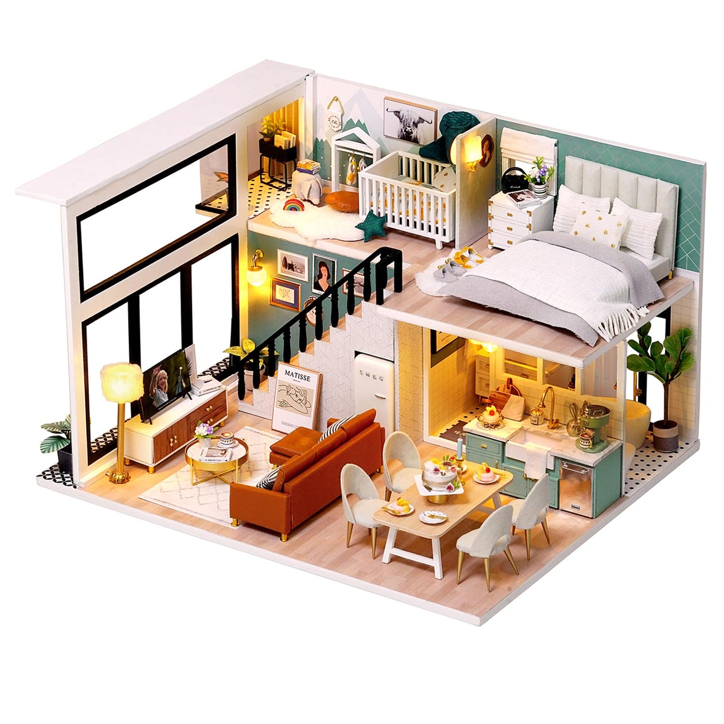TuKIIE DIY Miniature Dollhouse Kit 1:24 Scale – Furniture, Dust-Proof Cover & Music Movement