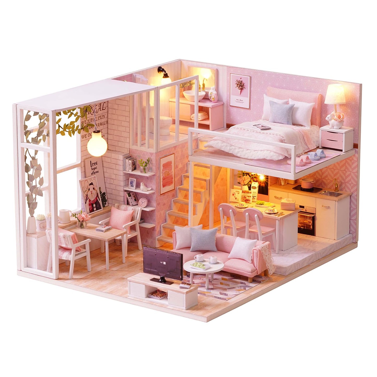 TuKIIE DIY Miniature Dollhouse Kit 1:24 Scale – Dust Proof & Music Movement | Tranquil Life