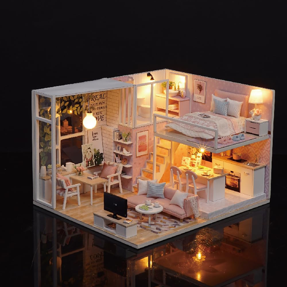 TuKIIE DIY Miniature Dollhouse Kit 1:24 Scale – Dust Proof & Music Movement | Tranquil Life
