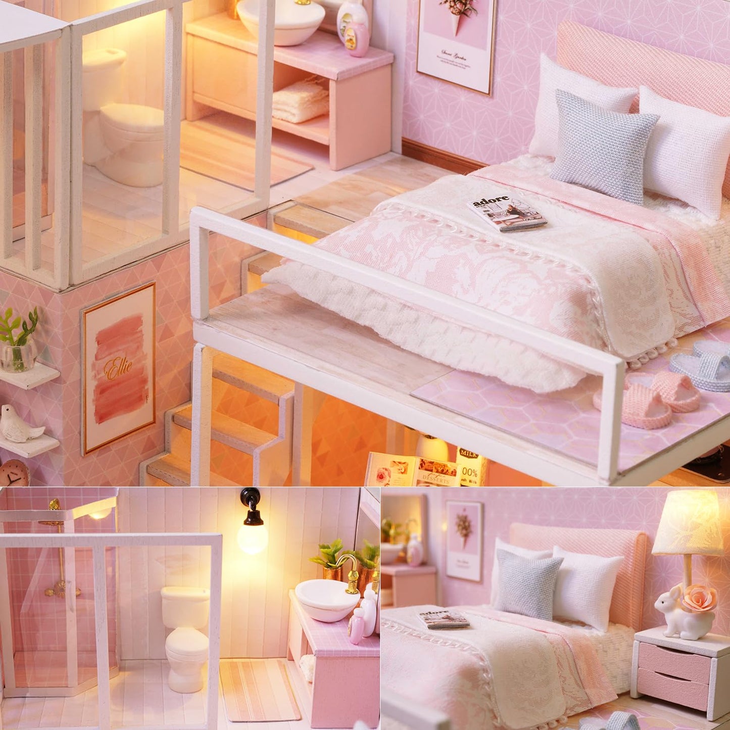 TuKIIE DIY Miniature Dollhouse Kit 1:24 Scale – Dust Proof & Music Movement | Tranquil Life